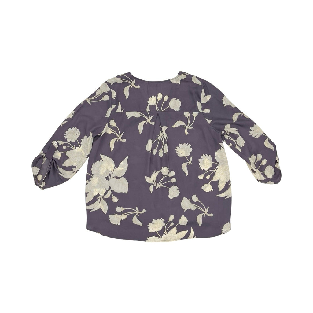 Blouse 3/4 Sleeve By West Kei In Purple & Tan, Size:M