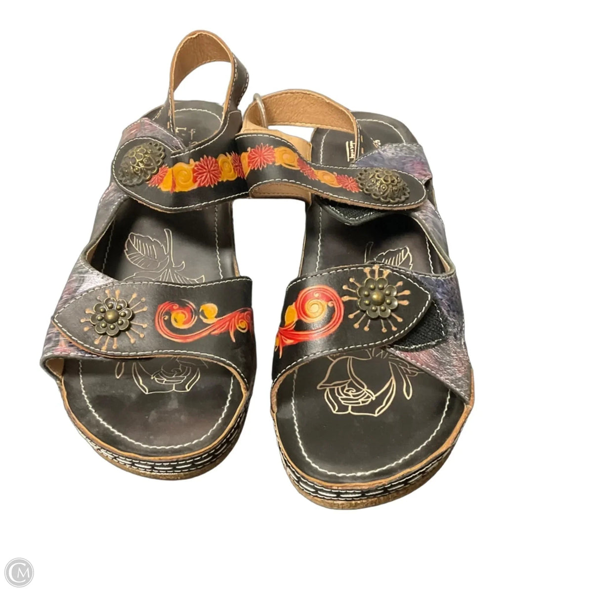 Sandals Heels Wedge By Spring Step In Black, Size: 10