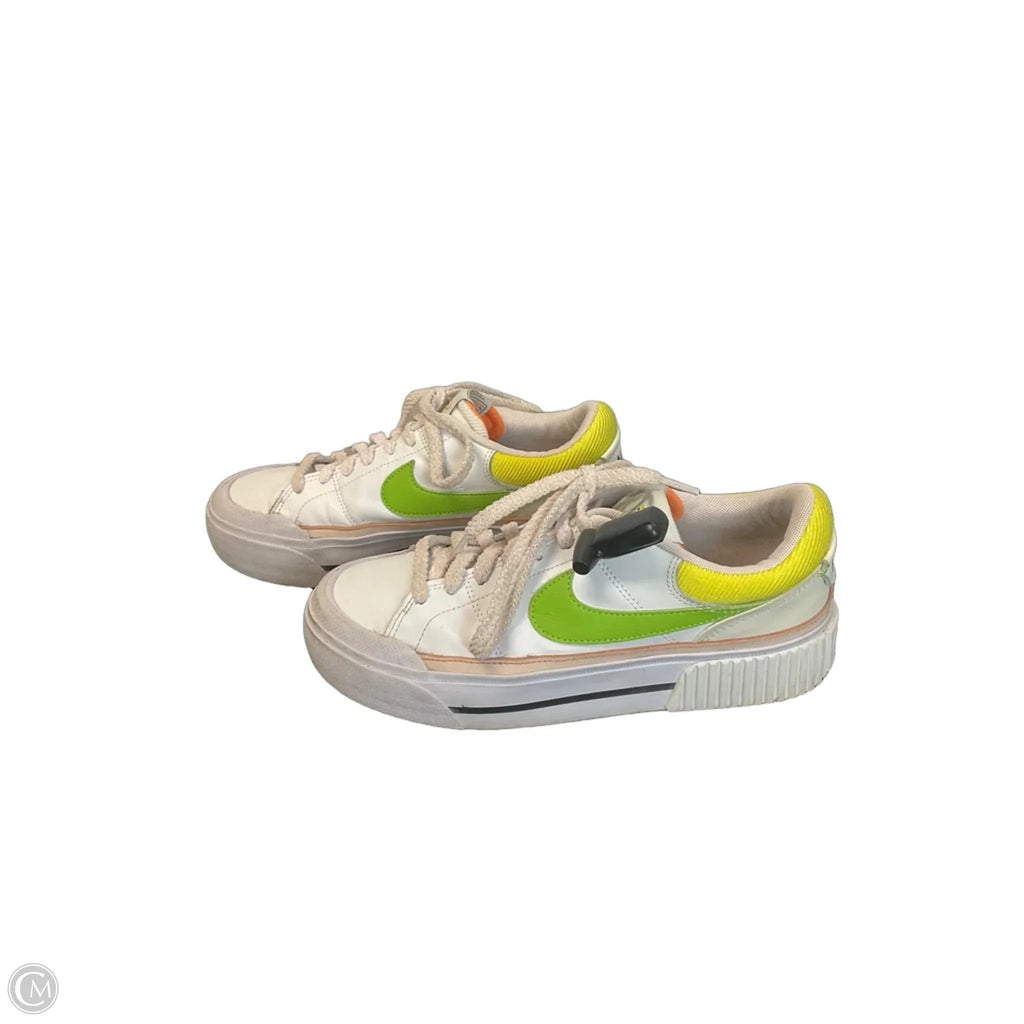 Shoes Sneakers By Nike In White & Yellow, Size: 8