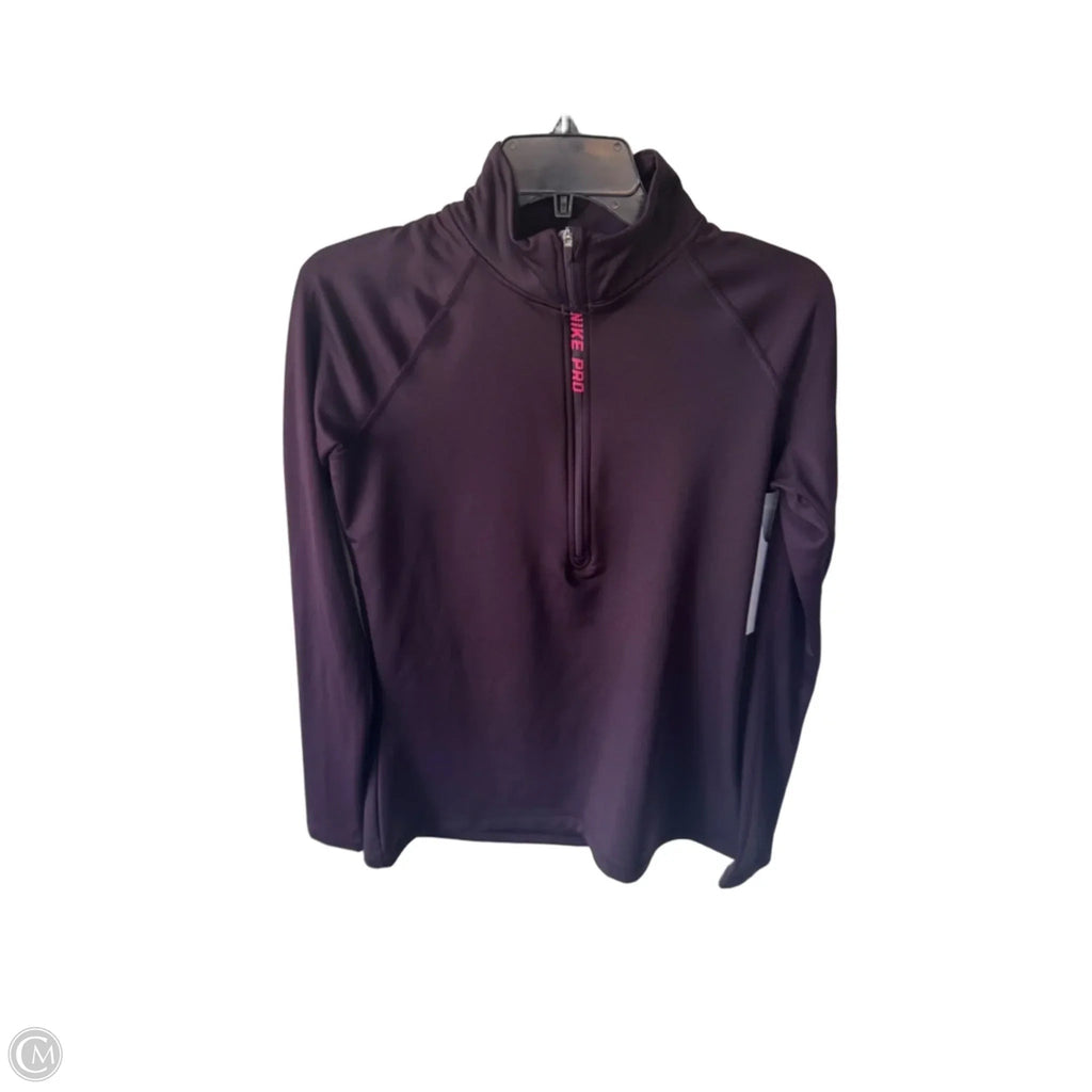 Athletic Top Long Sleeve Collar By Nike In Purple, Size: L