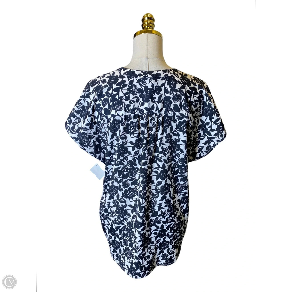 Top Short Sleeve By Ann Taylor In Black & White, Size: Lp