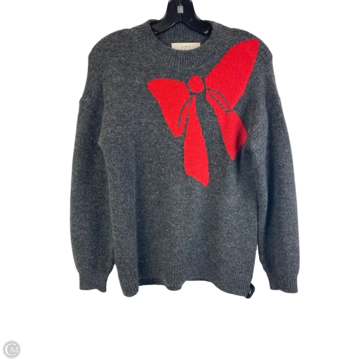 Sweater By Loft In Grey & Red, Size: Mp