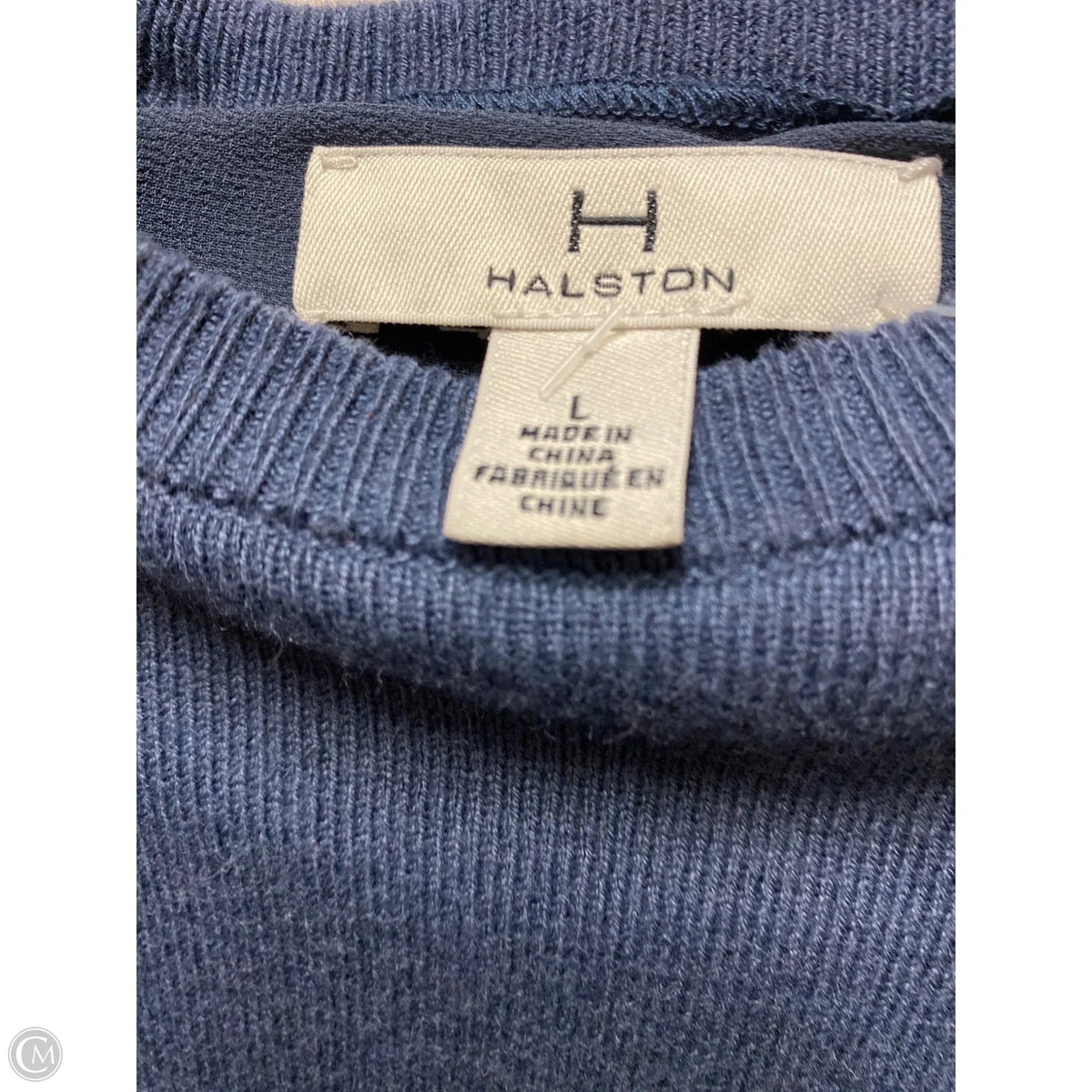 Top Long Sleeve Designer By Halston In Blue, Size: L