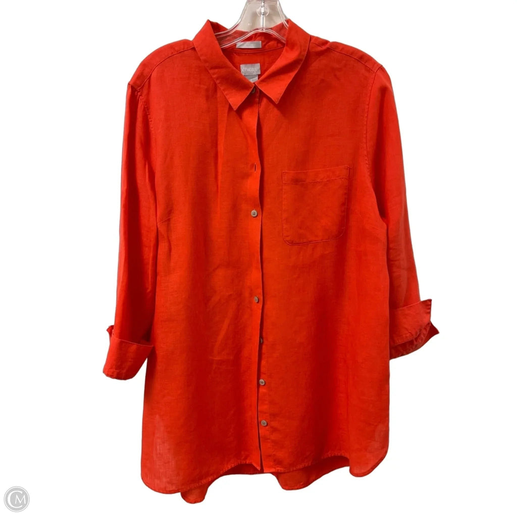 Blouse Long Sleeve By Chicos In Orange, Size: Xl