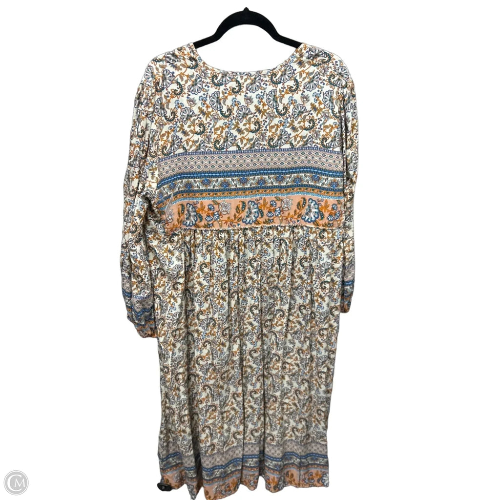 Dress Casual Midi By Clothes Mentor In Tan, Size: Xl