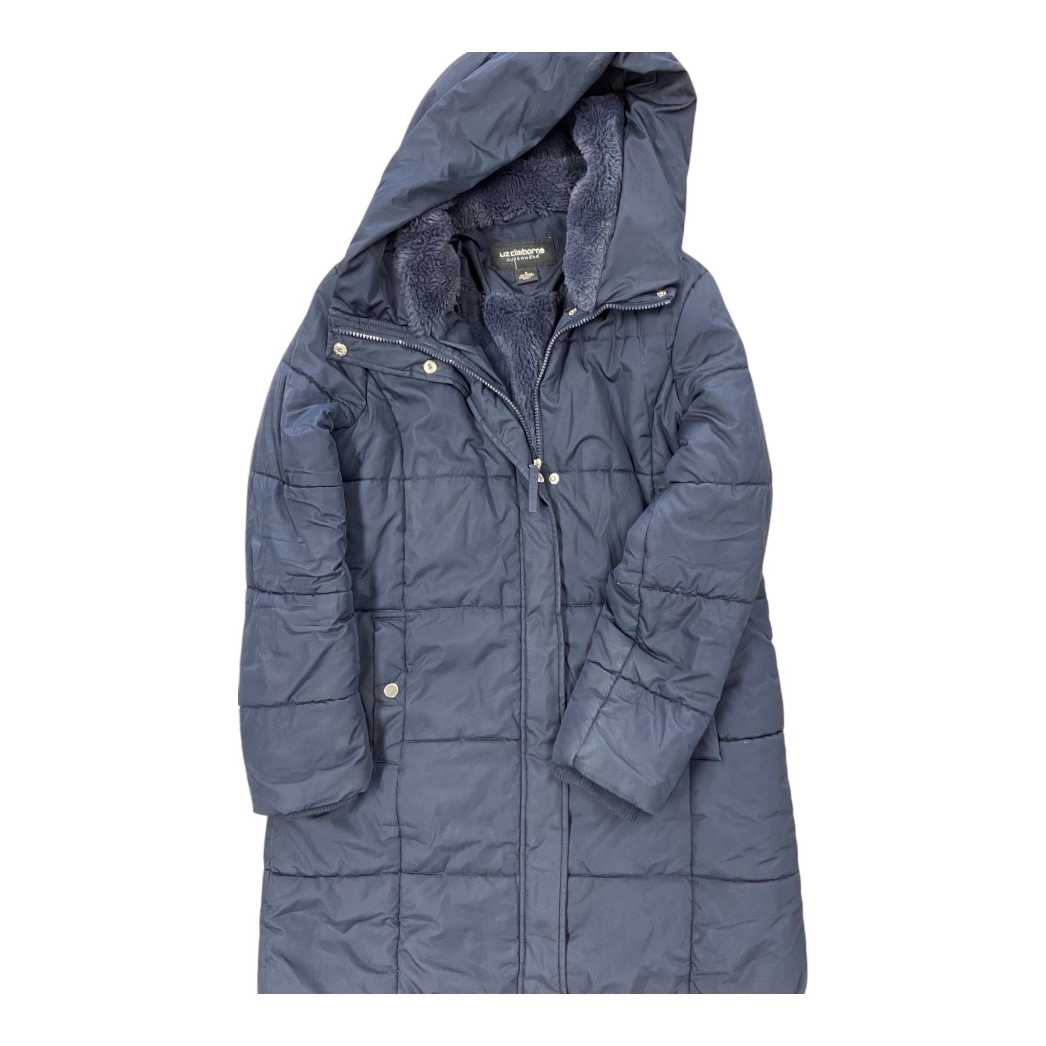 Coat Puffer & Quilted By Liz Claiborne In Navy, Size:S