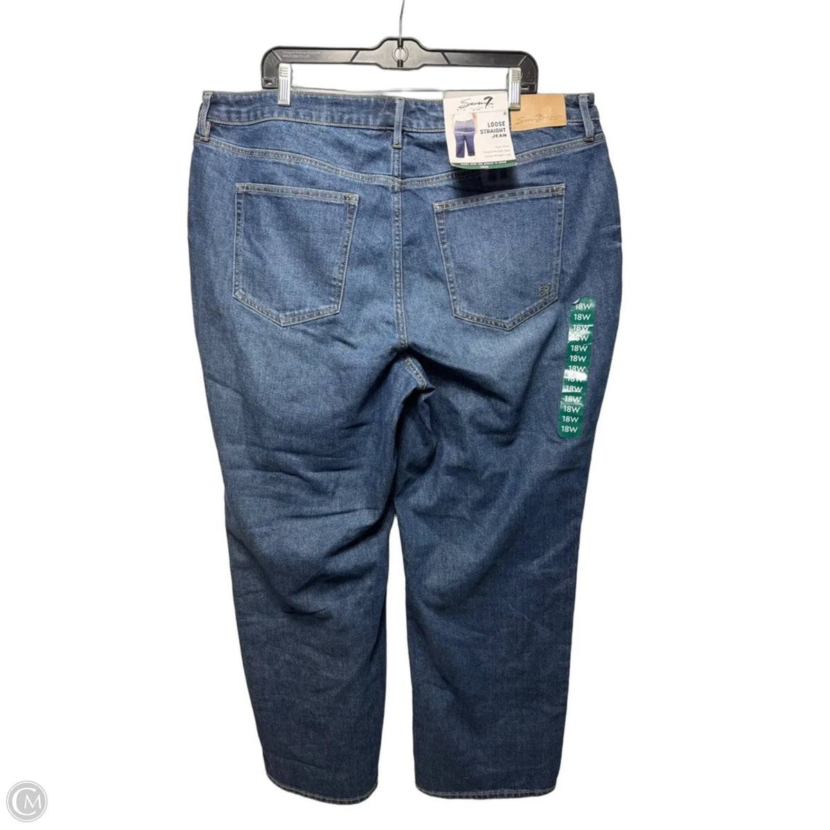 Loose Straight Jeans By Seven 7 In Blue Denim, Size: 18