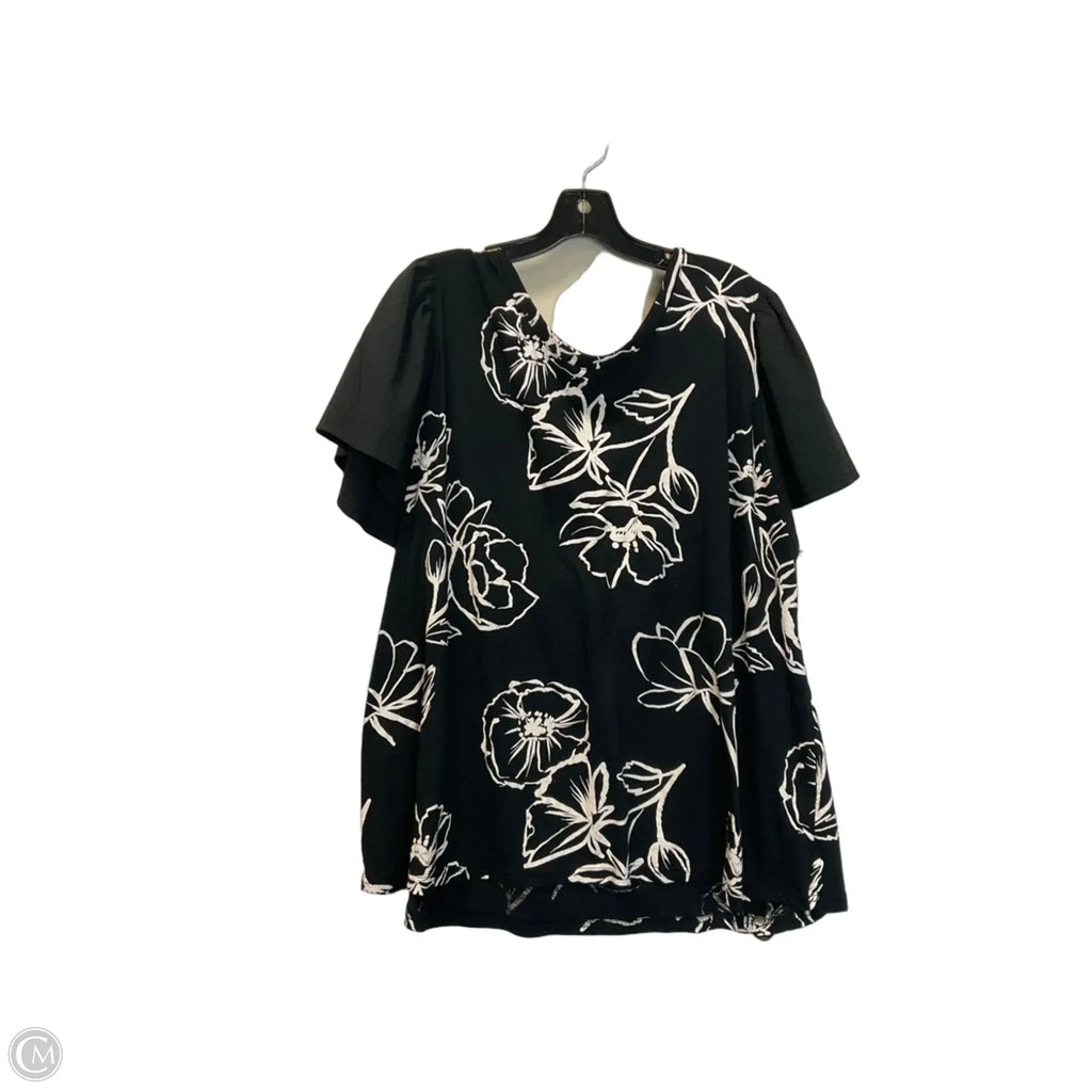 Top Short Sleeve By Cato In Black & Cream, Size: 2x