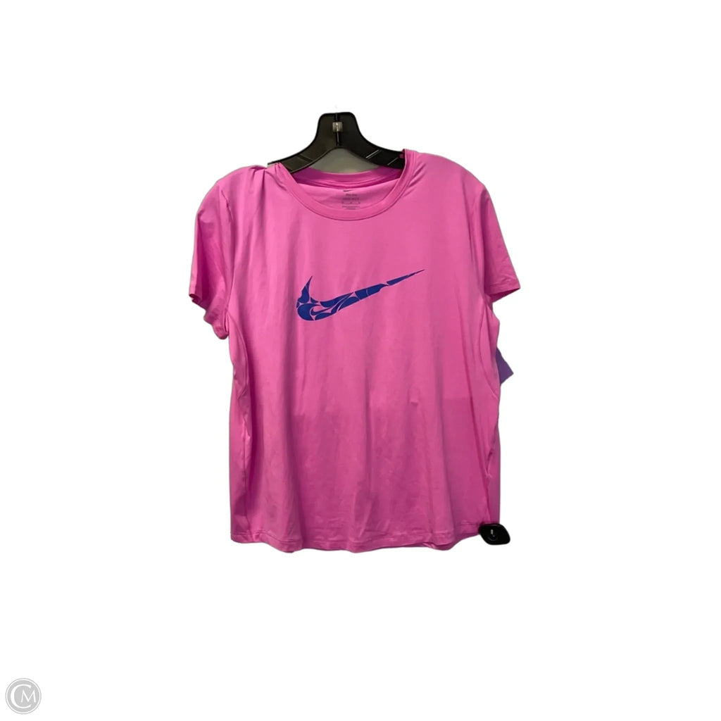 Athletic Top Short Sleeve By Nike Apparel In Pink, Size: M