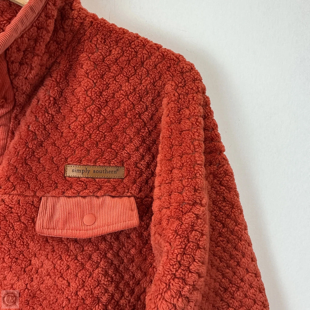 Sweatshirt Collar By Simply Southern In Orange, Size: L