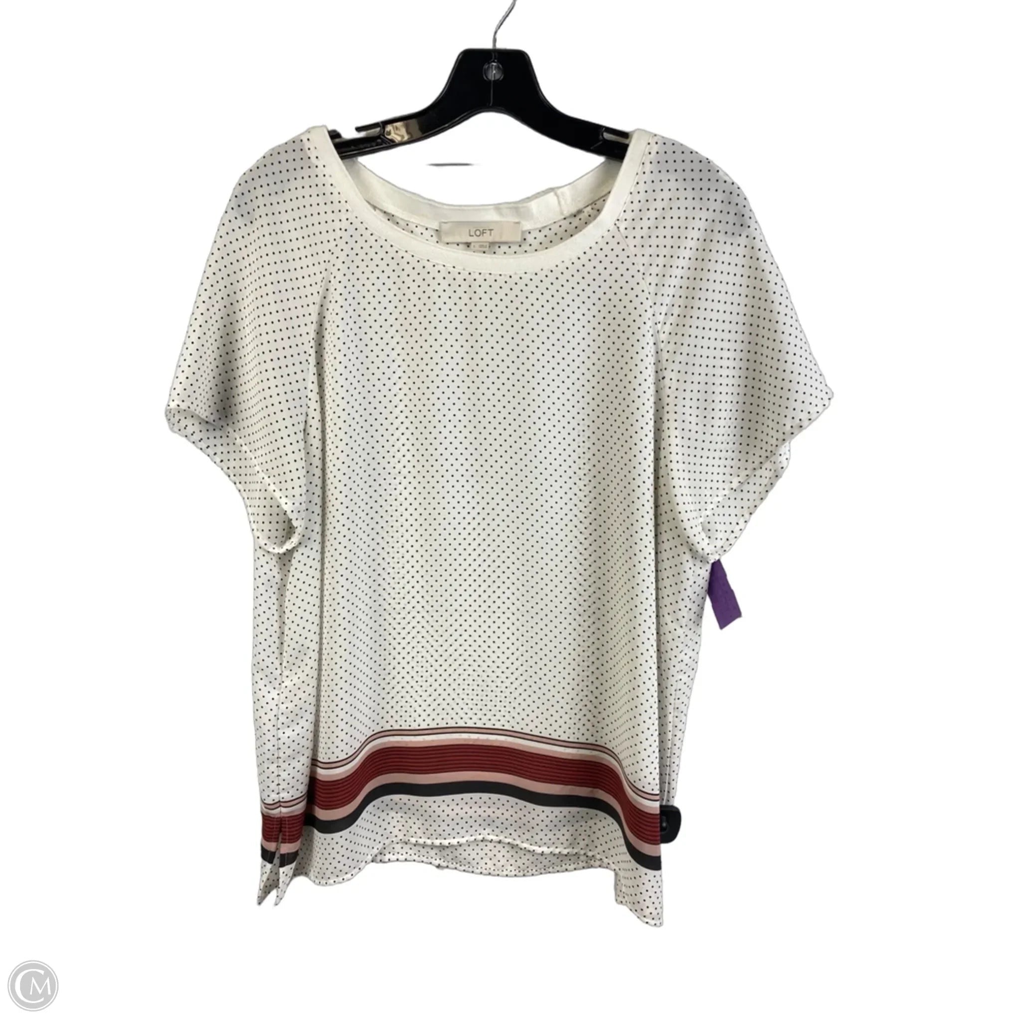 Top Short Sleeve By Loft In Polkadot Pattern, Size: L