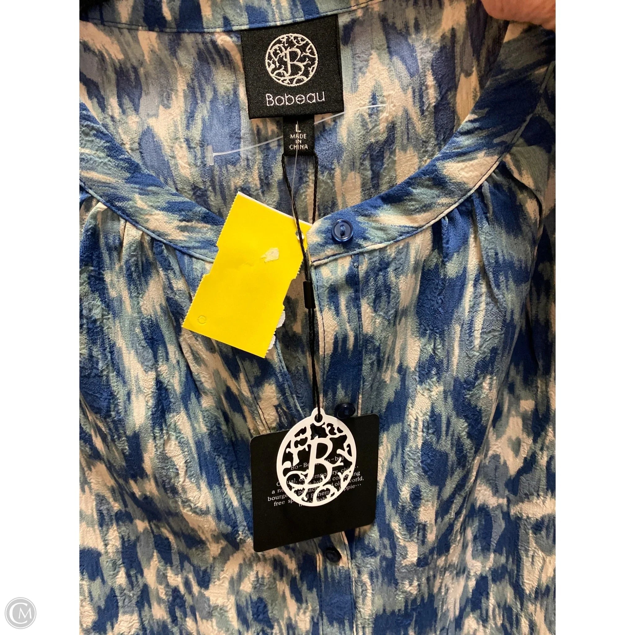 Top Long Sleeve By Bobeau In Blue, Size: L