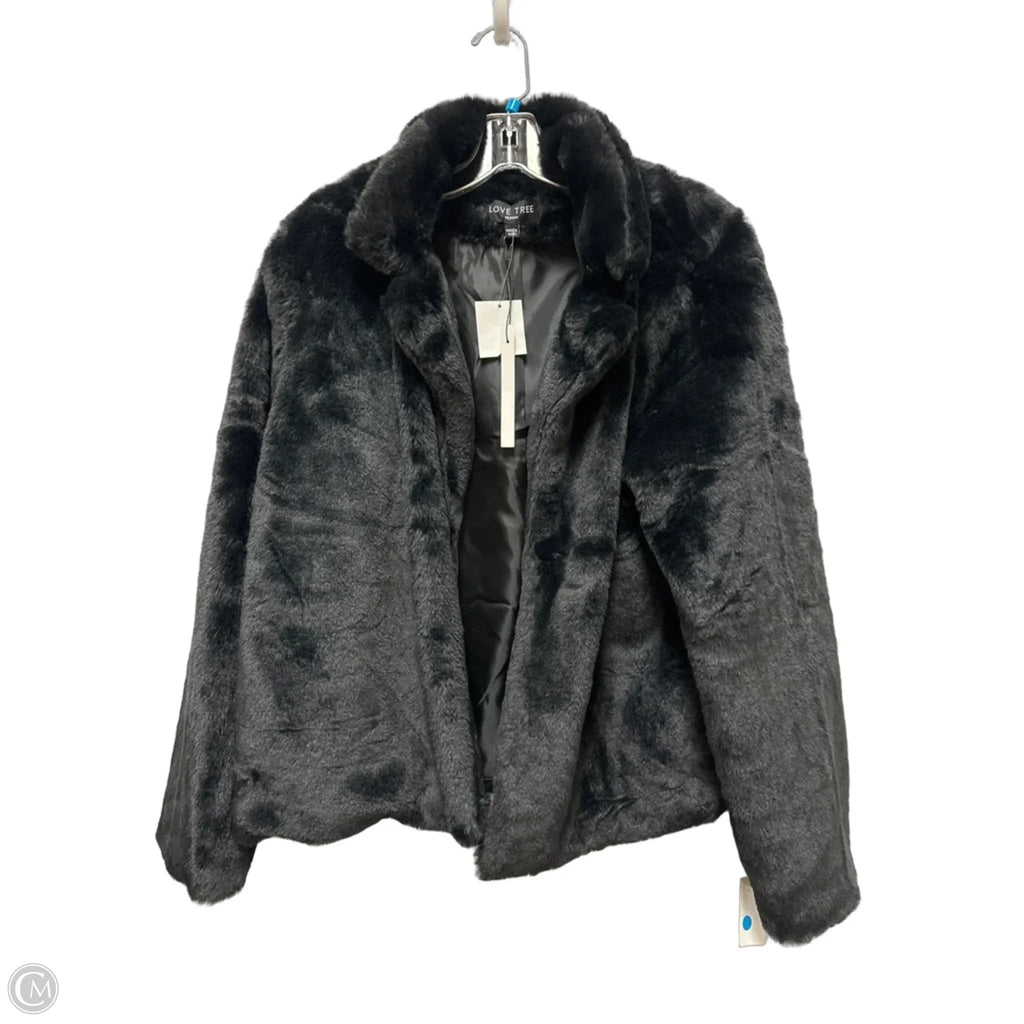 Jacket Faux Fur & Sherpa By Love Tree In Black, Size: M