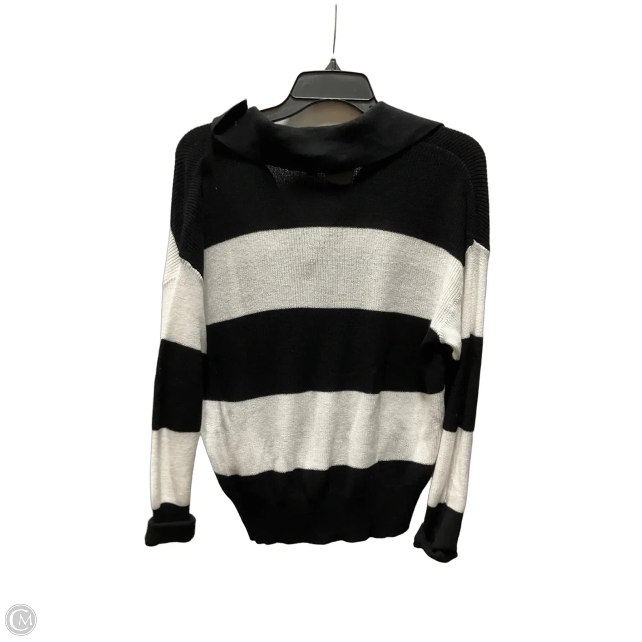 Top Long Sleeve By Loft In Black & White, Size: M