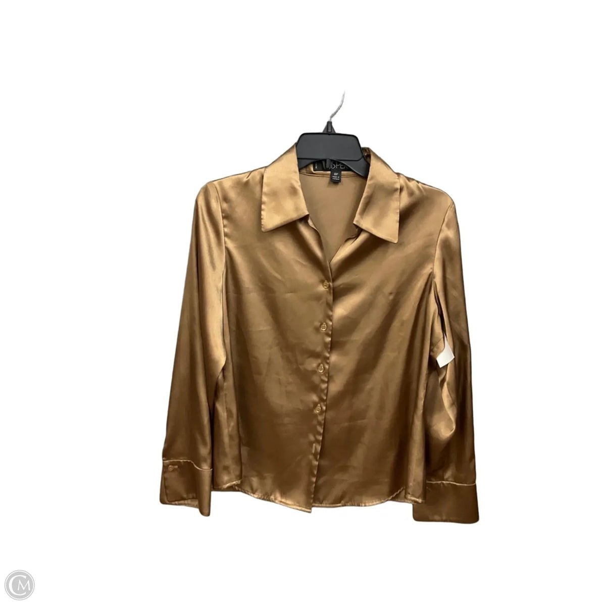 Blouse Long Sleeve By Kasper In Bronze, Size: Mp