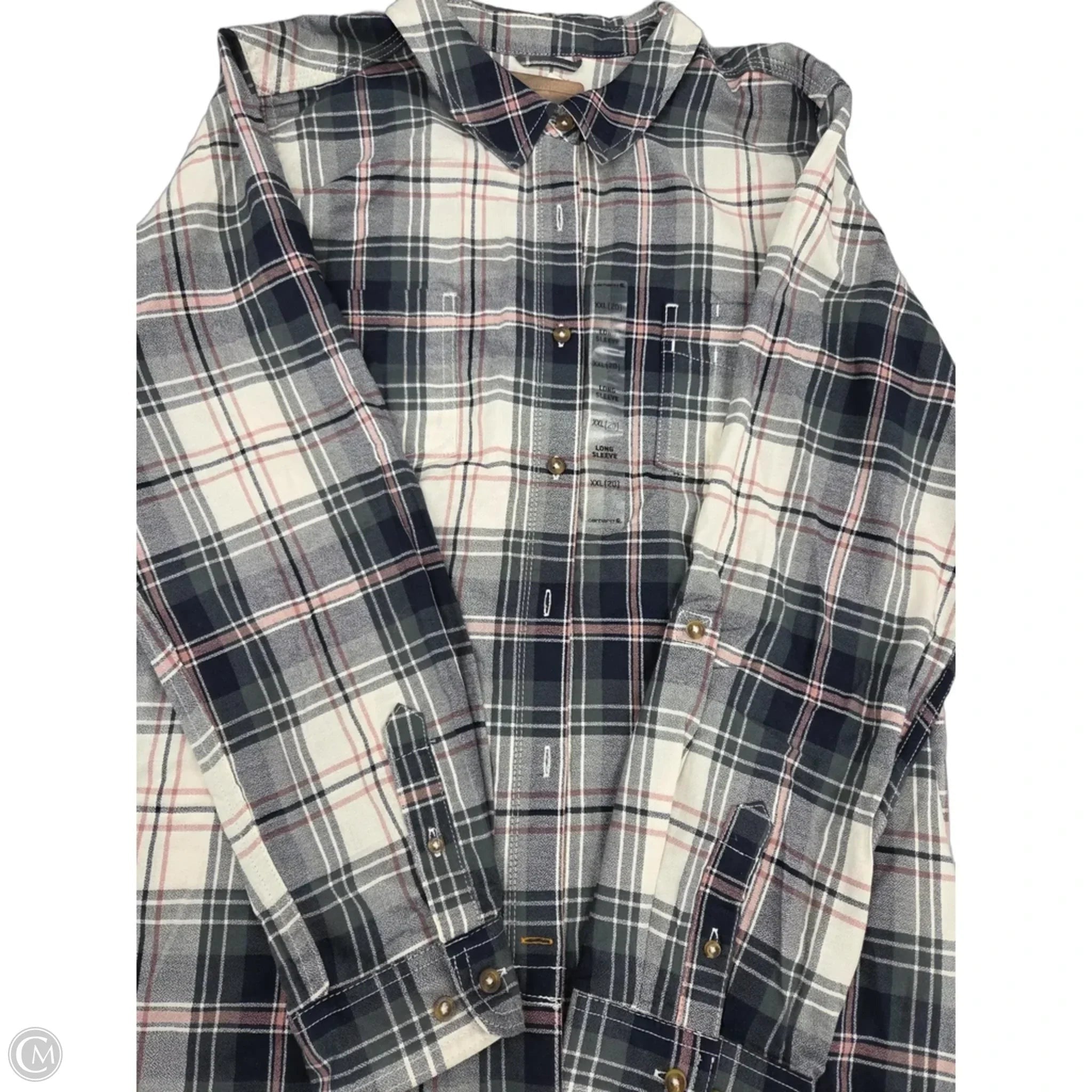 Top Long Sleeve By Carhartt In Plaid Pattern, Size: Xxl