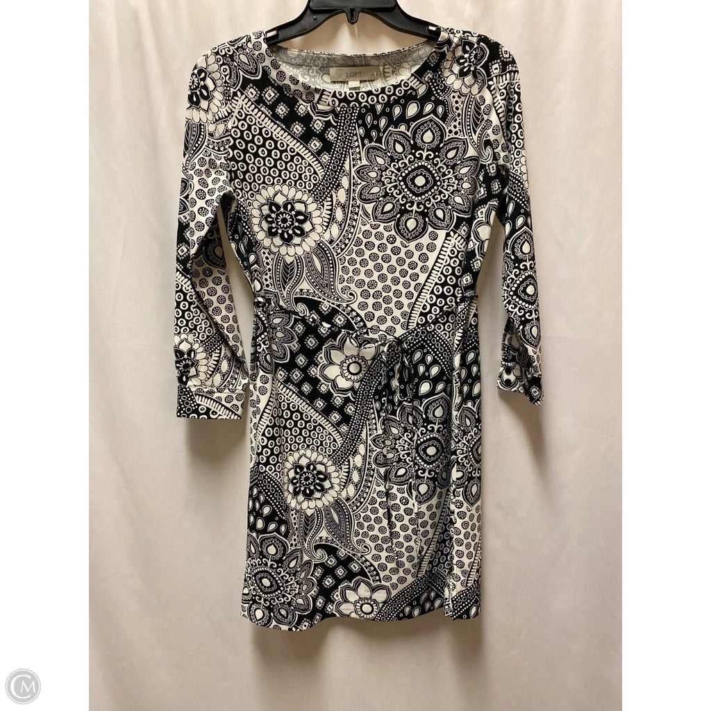 Dress Casual Midi By Loft In Black & White, Size: Xsp