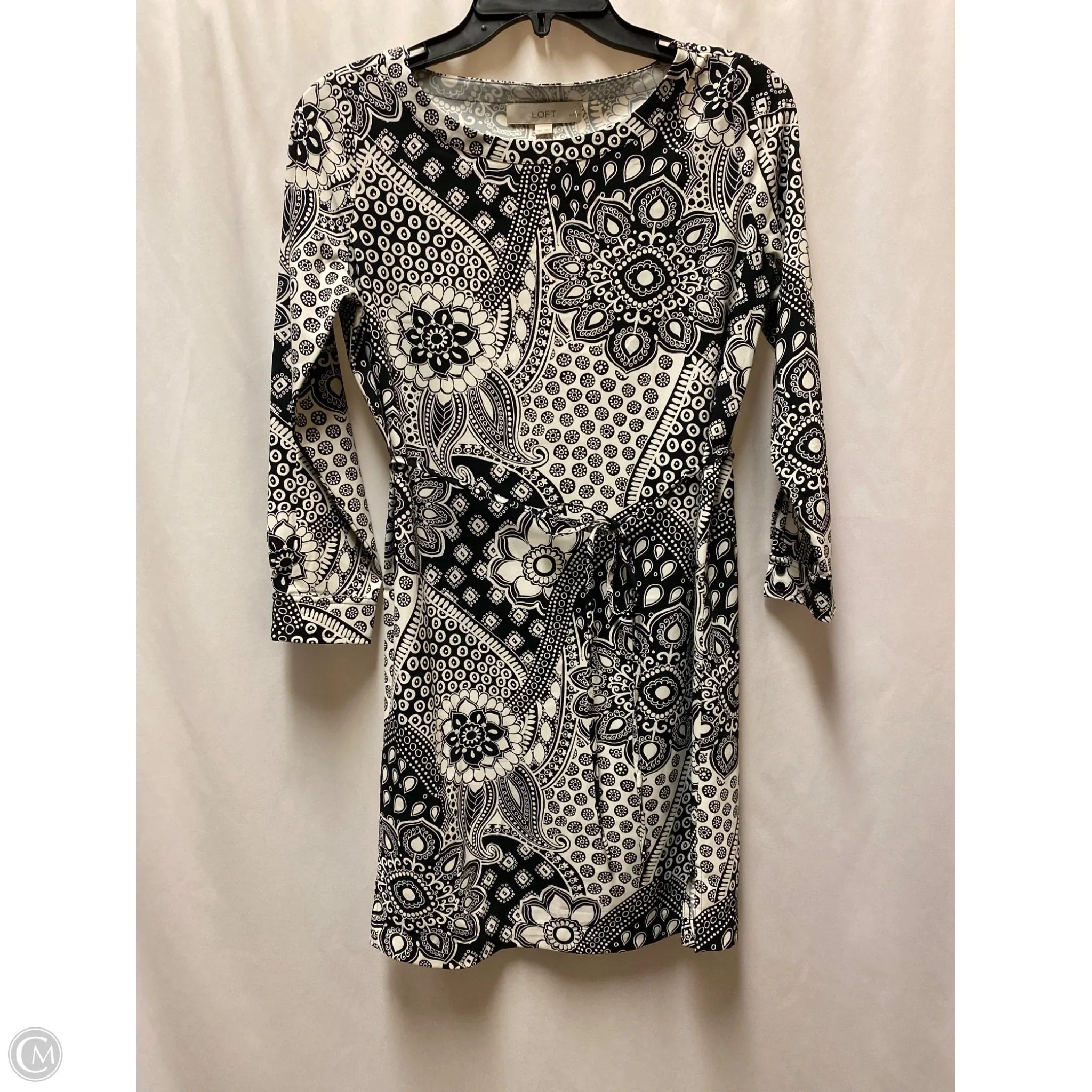 Dress Casual Midi By Loft In Black & White, Size: Xsp