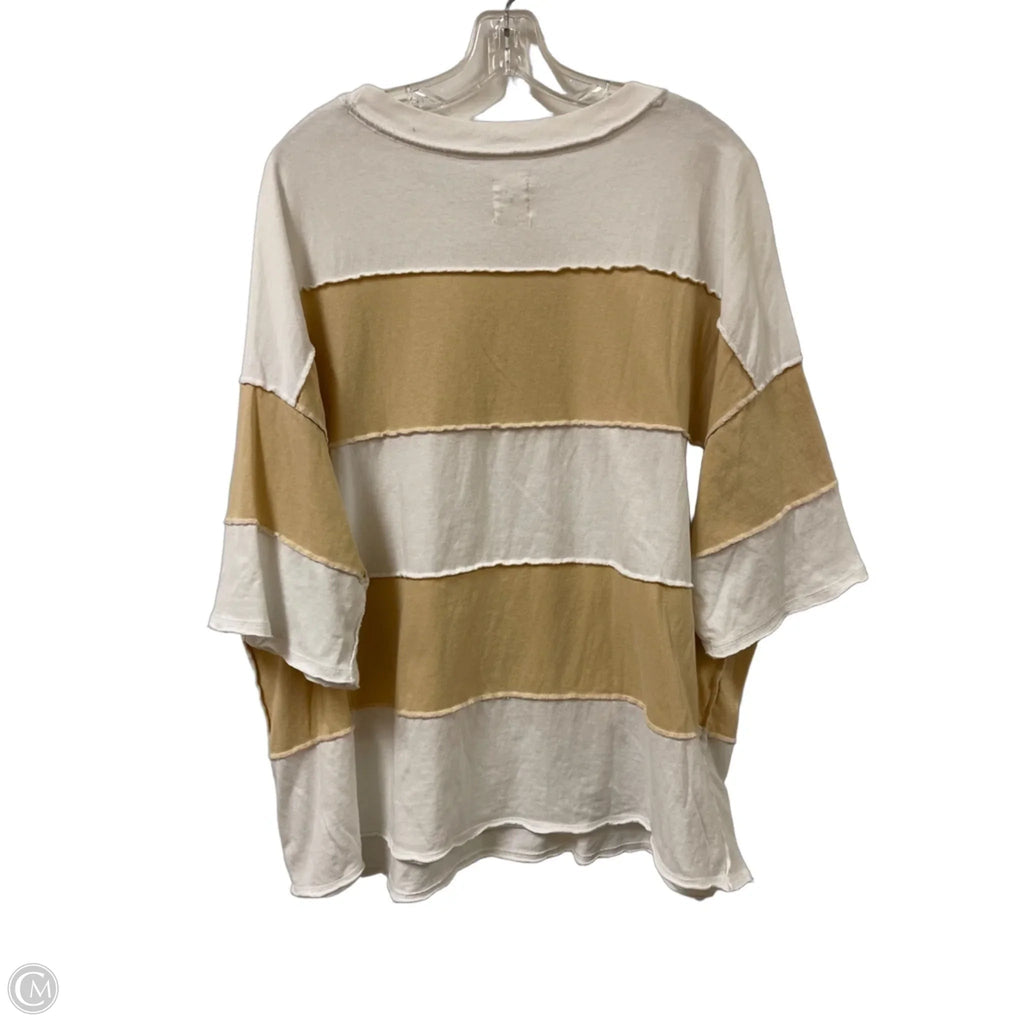 Top 3/4 Sleeve By We The Free In Tan & White, Size: M