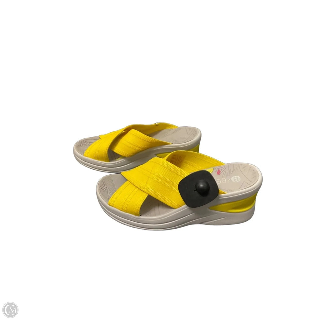 Sandals Heels Wedge By Bzees In Yellow, Size: 6.5