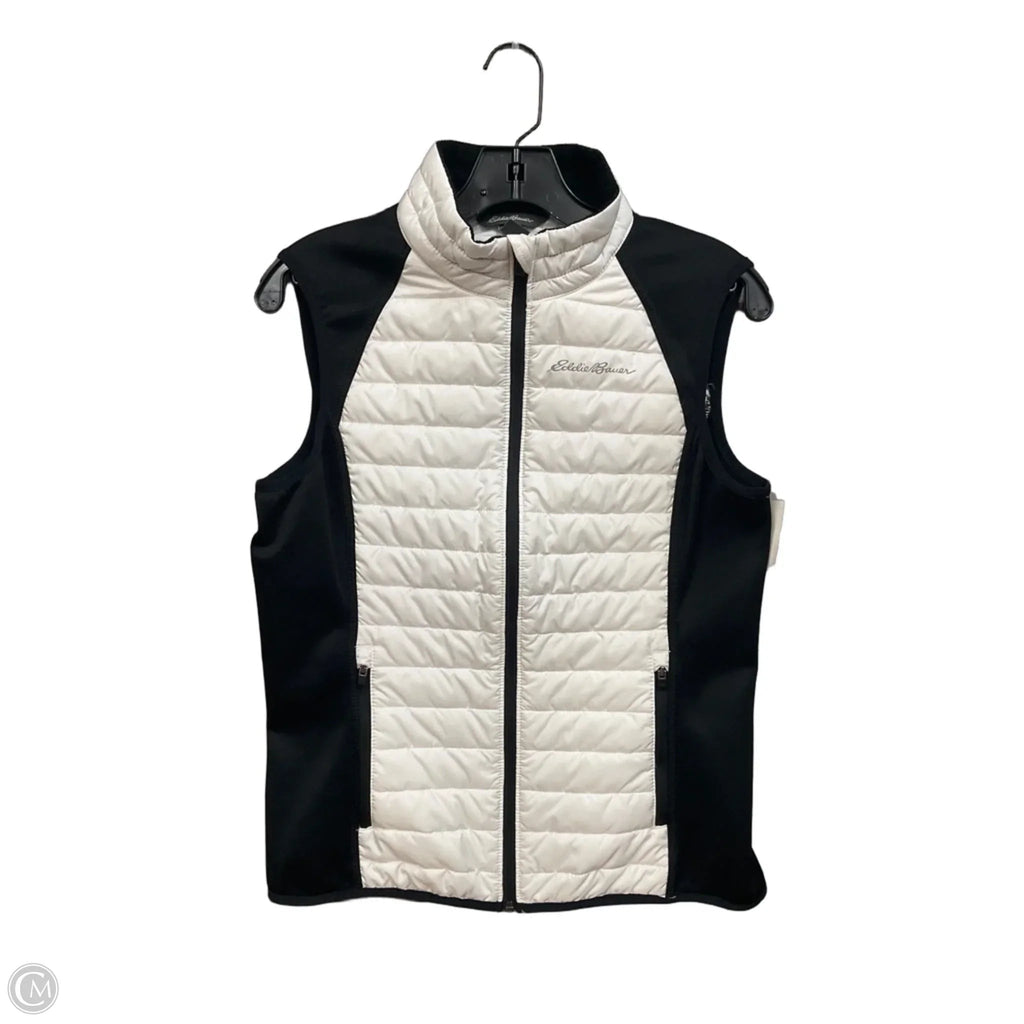 Vest Puffer & Quilted By Eddie Bauer In Black & White, Size: M