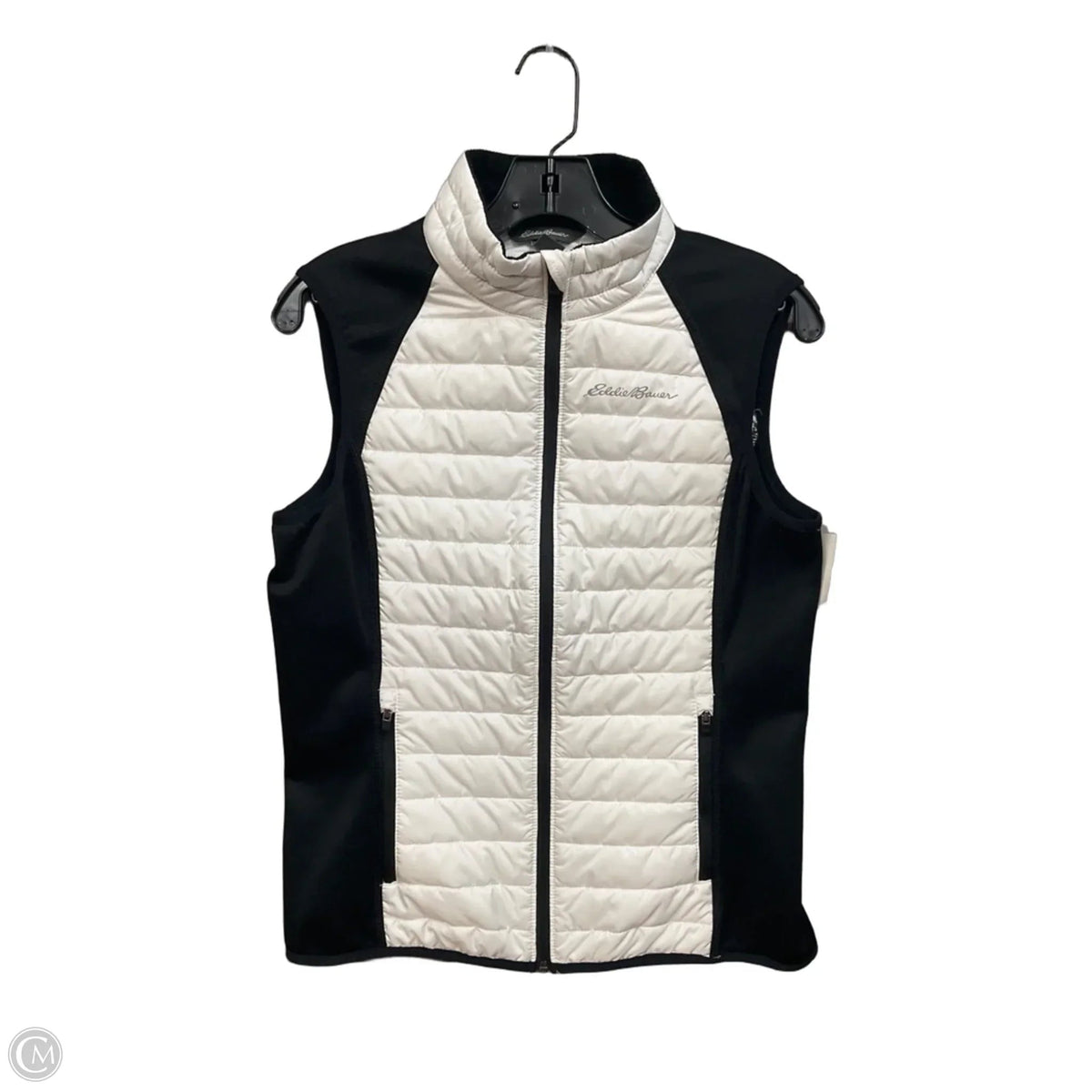 Vest Puffer & Quilted By Eddie Bauer In Black & White, Size: M