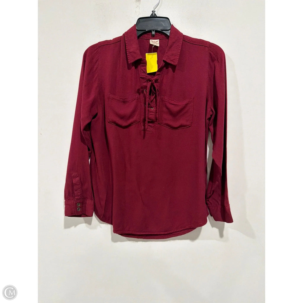 Top Long Sleeve By Faded Glory In Maroon, Size: S