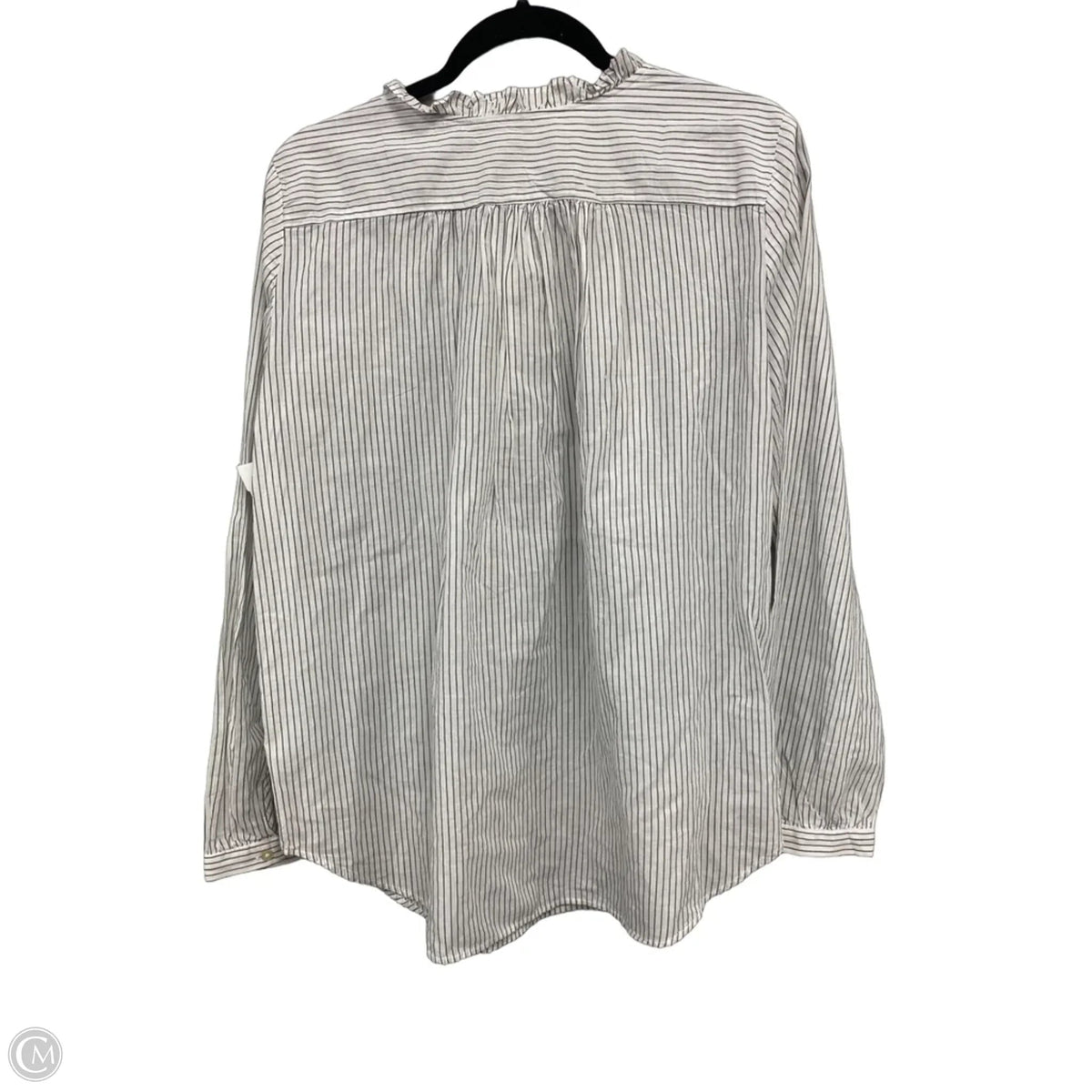 Blouse Long Sleeve By Loft In Grey & White, Size: M