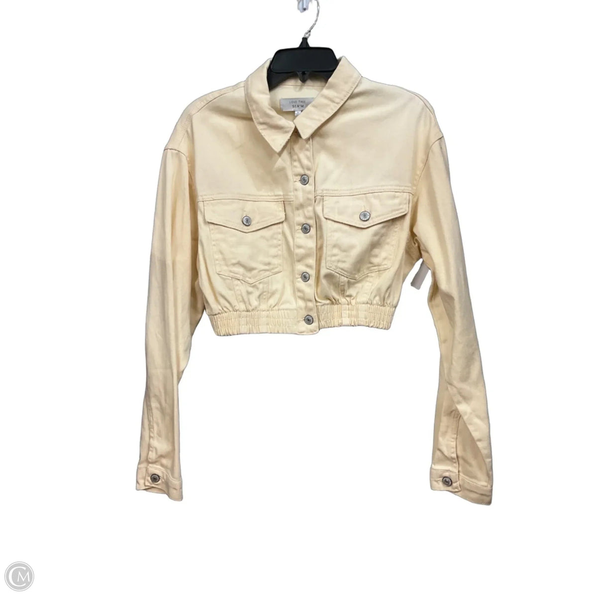 Jacket Denim By Love Tree In Cream, Size: S