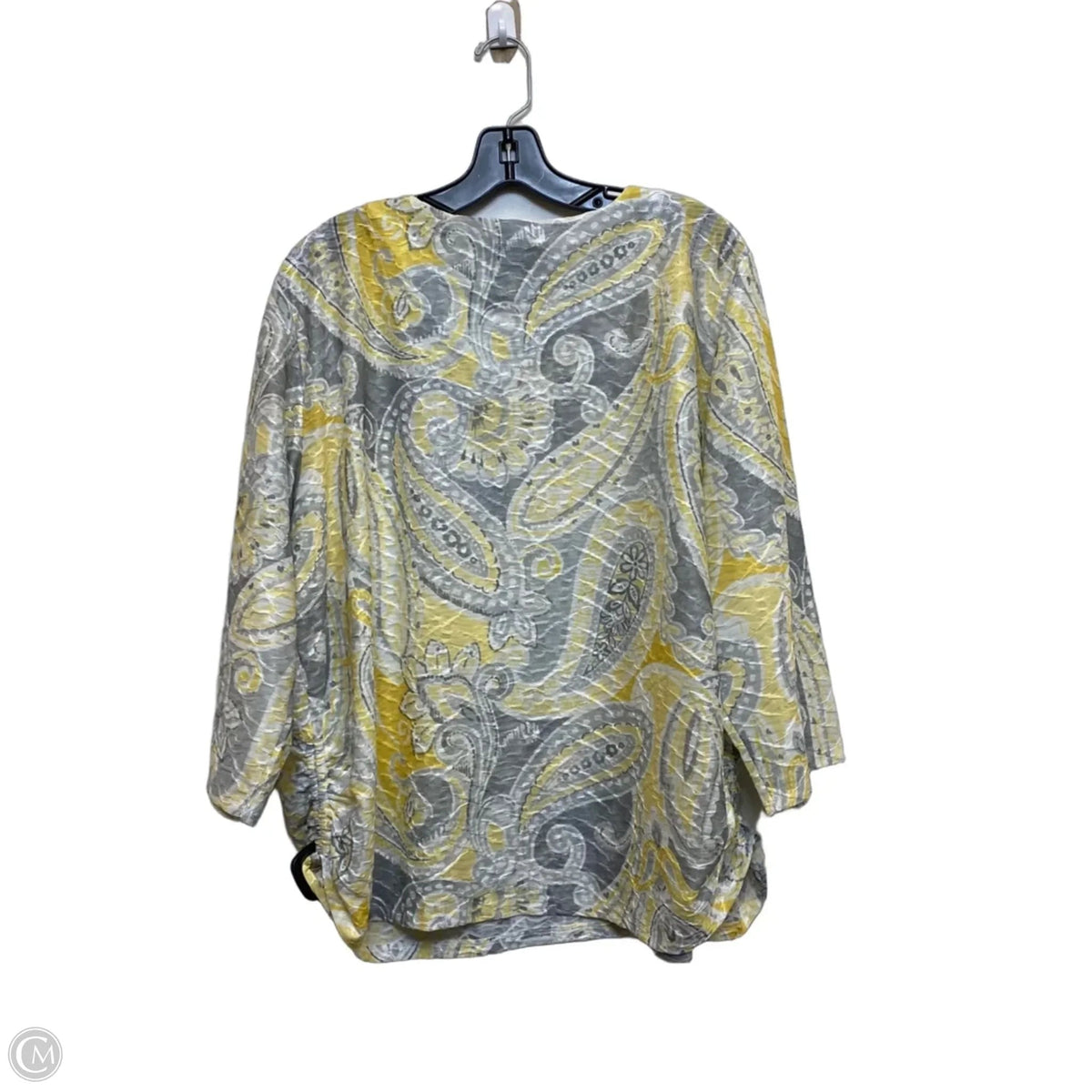 Top 3/4 Sleeve By Alfred Dunner In Grey & Yellow, Size: 2x