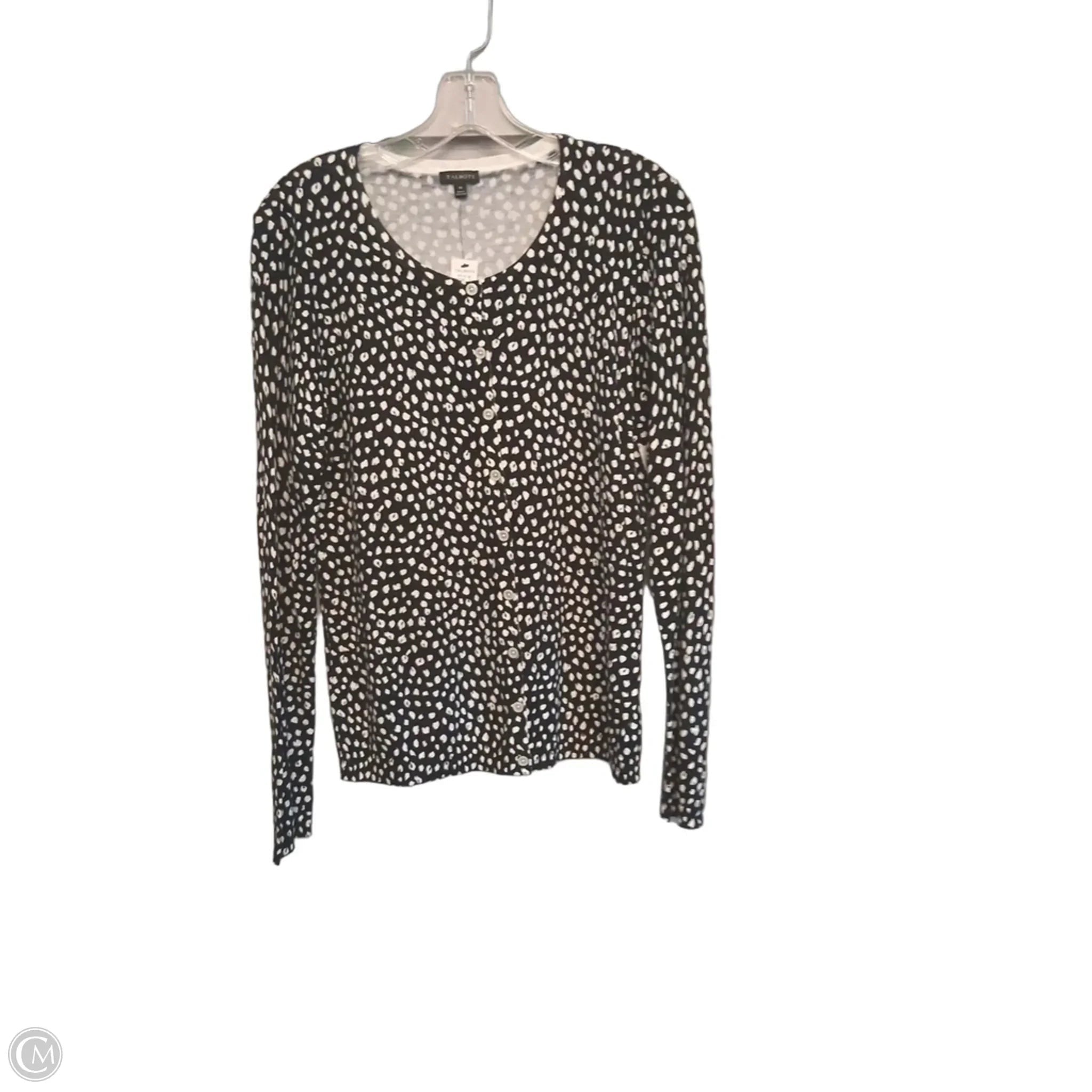 Sweater Cardigan By Talbots In Black & White, Size: M