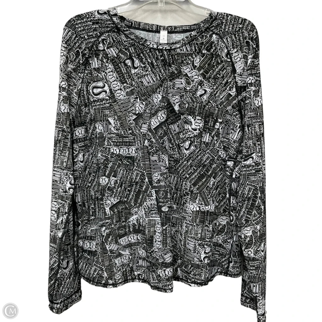 Athletic Top Long Sleeve Crewneck By Lululemon In Black & White, Size: 12