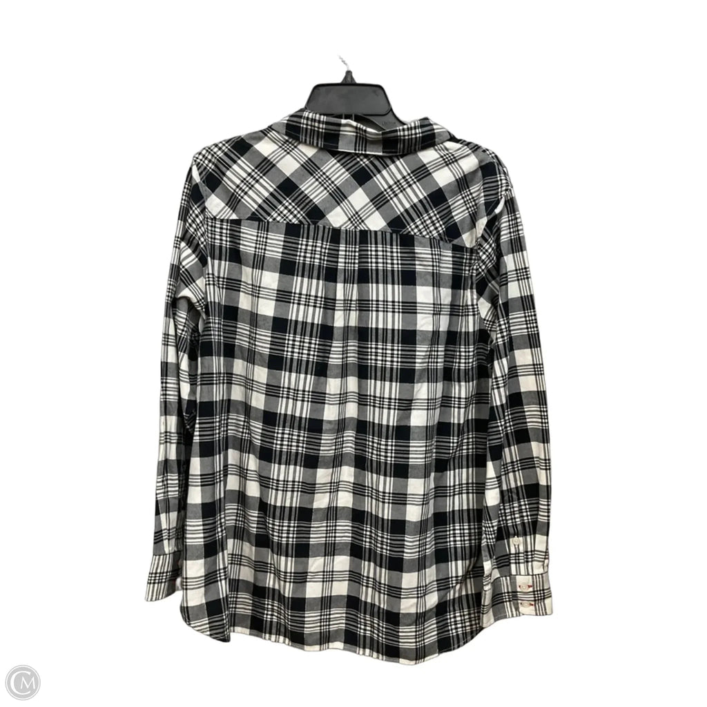 Top Long Sleeve By Talbots In Plaid Pattern, Size: 1x