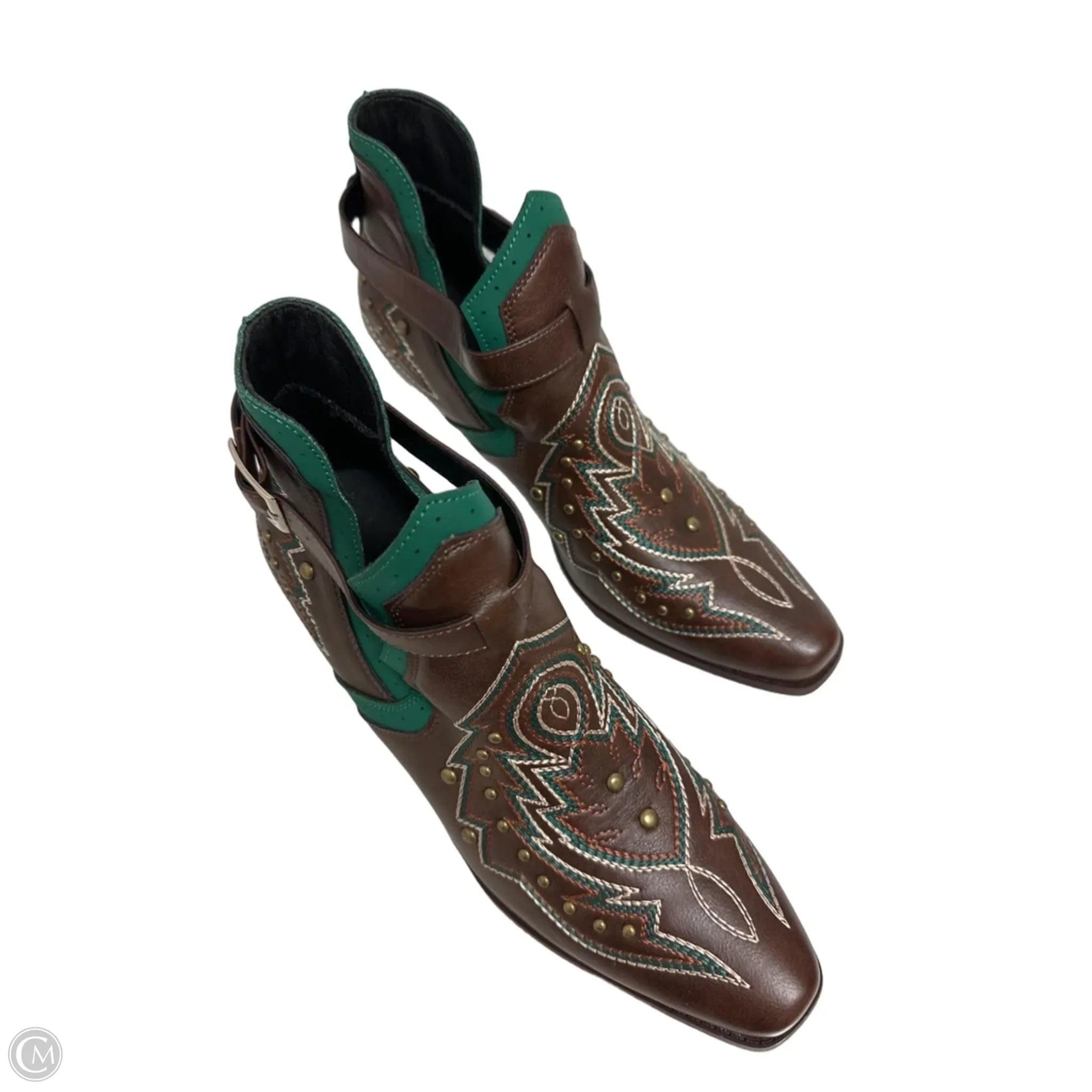 Boots Western By Clothes Mentor In Brown & Green, Size: 12