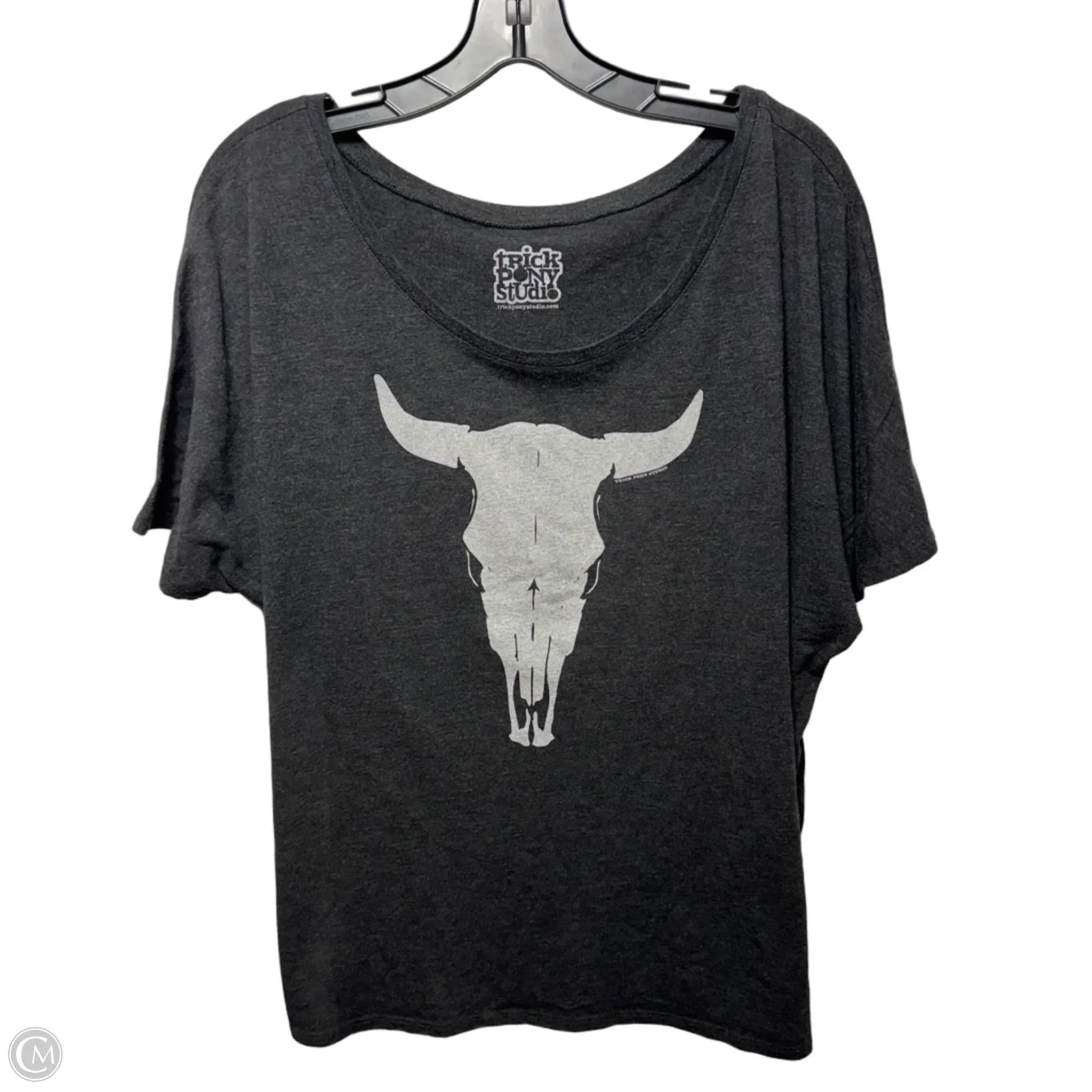 Steer Skull Graphic Top Short Sleeve By Trick Pony Studio, Size: OSFM