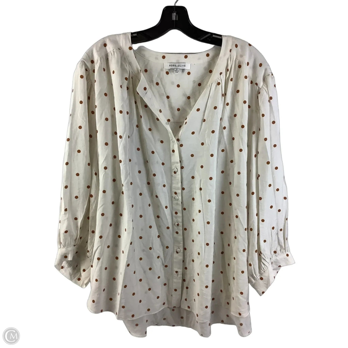 Top Long Sleeve By Rose And Olive In Polkadot Pattern, Size: 1x