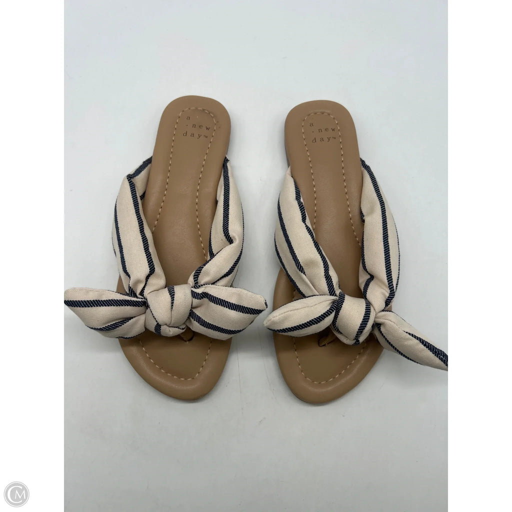 Sandals Flats By A New Day In Blue & Cream, Size: 7
