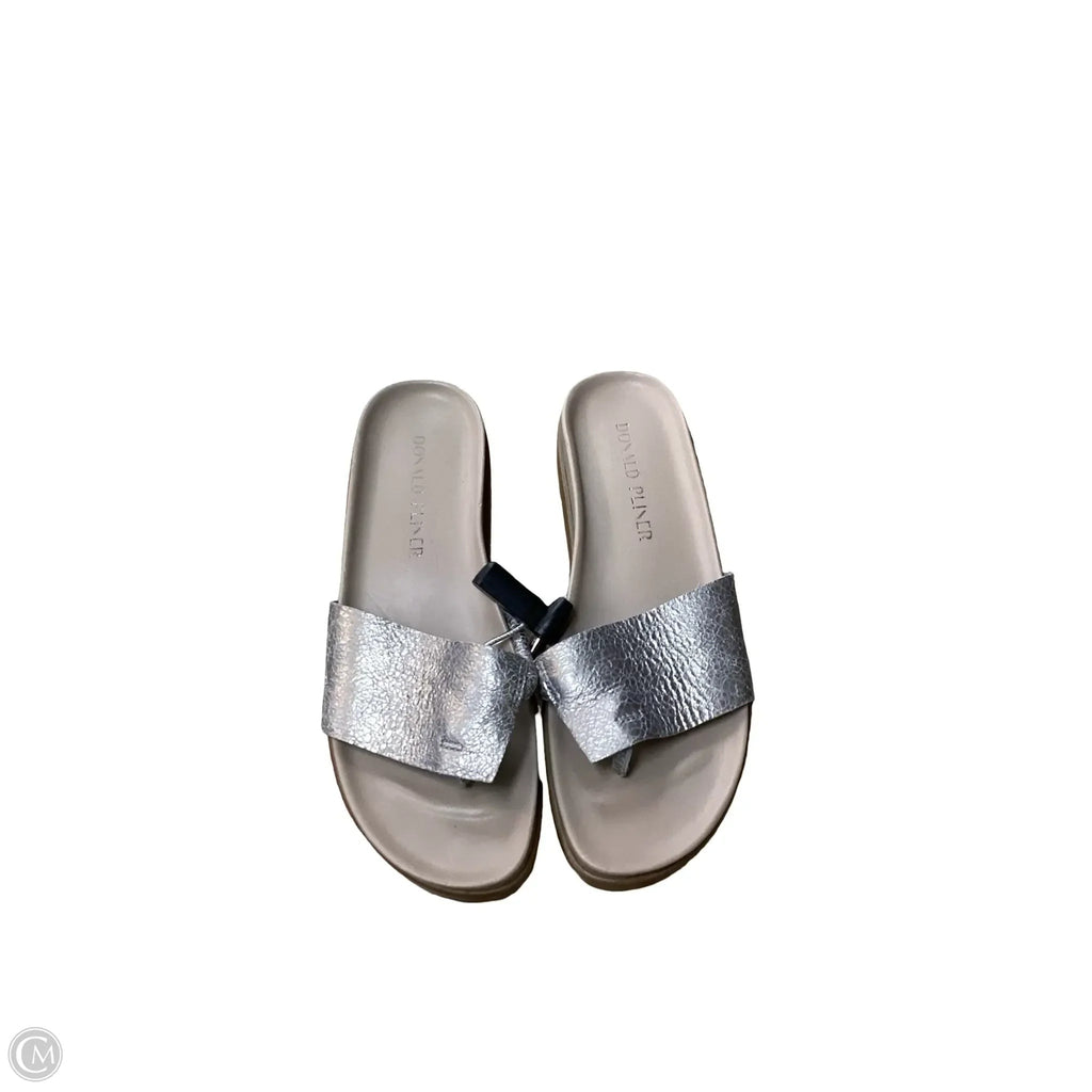 Sandals Heels Wedge By Donald Pliner In Silver, Size: 7