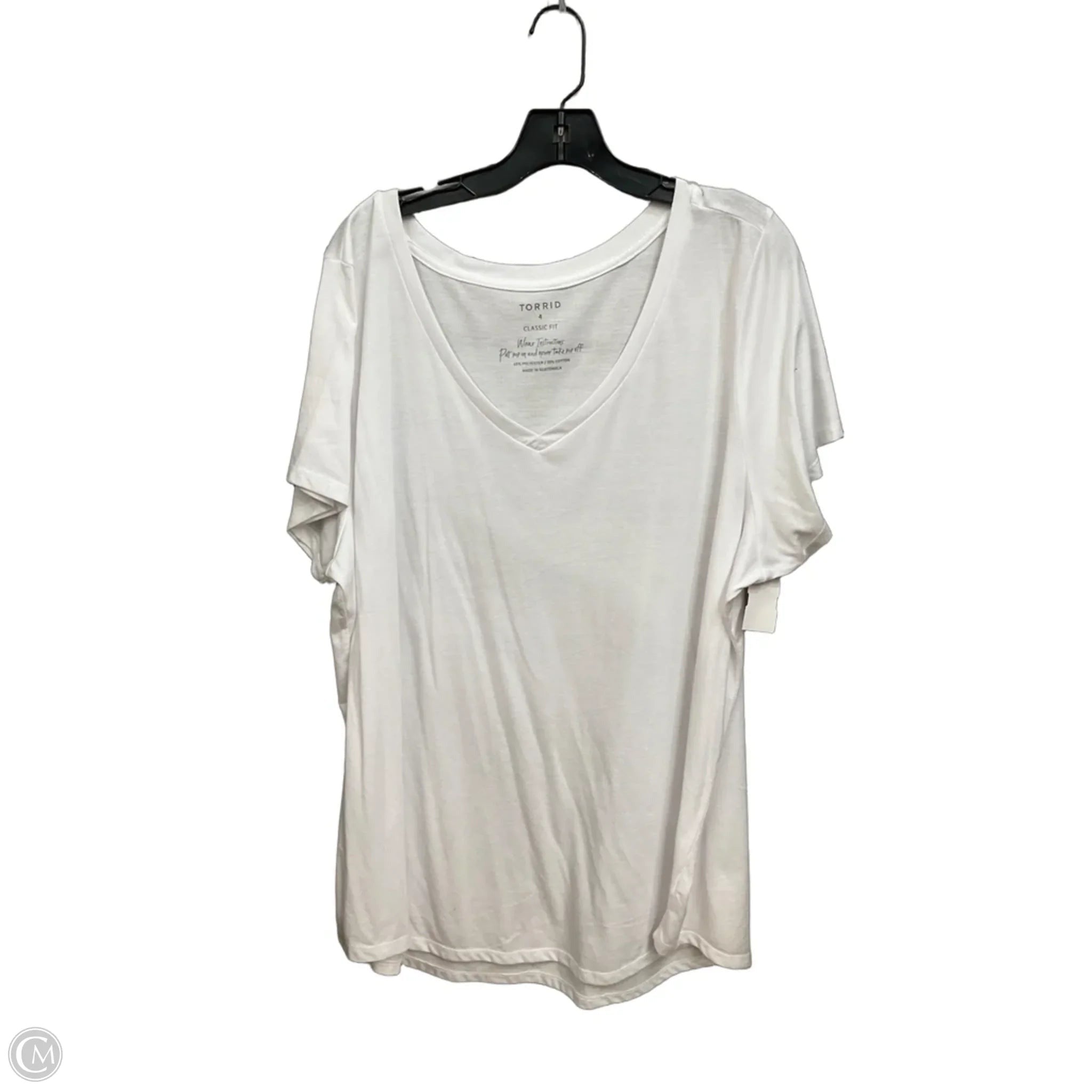 Top Short Sleeve Basic By Torrid In White, Size: 4x