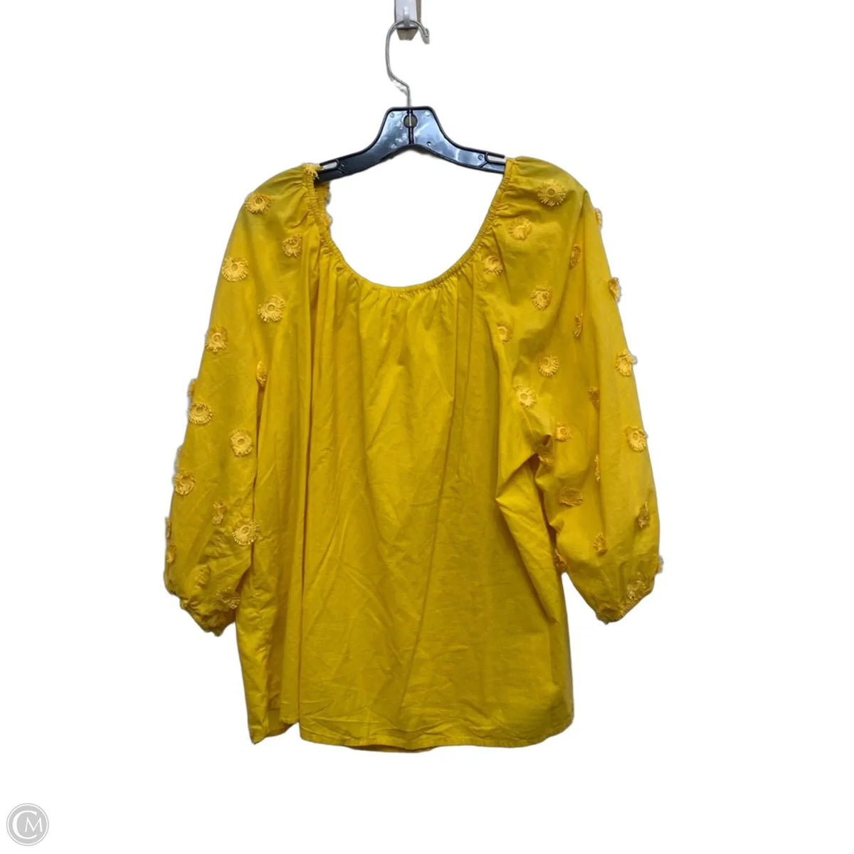 Top 3/4 Sleeve By Cato In Yellow, Size: 1x