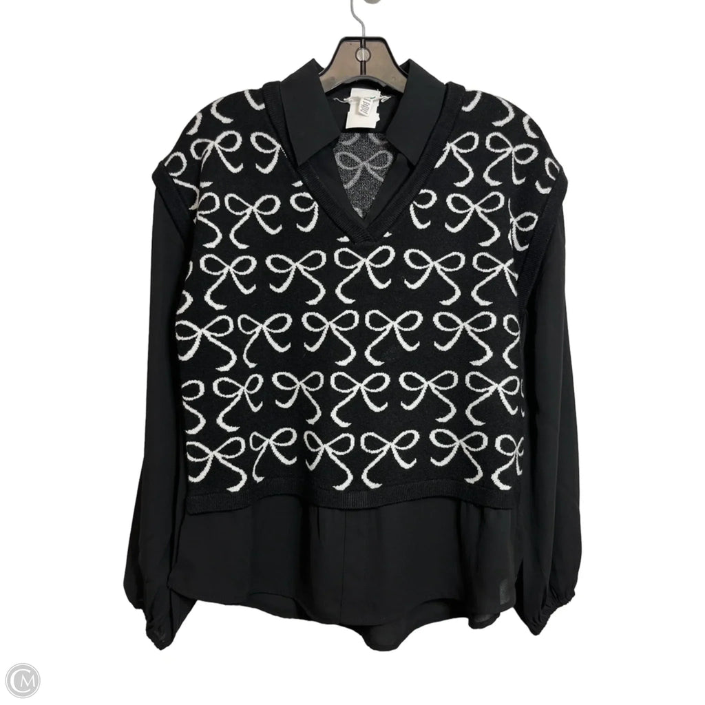 Top Long Sleeve By Clothes Mentor In Black & Cream, Size: M