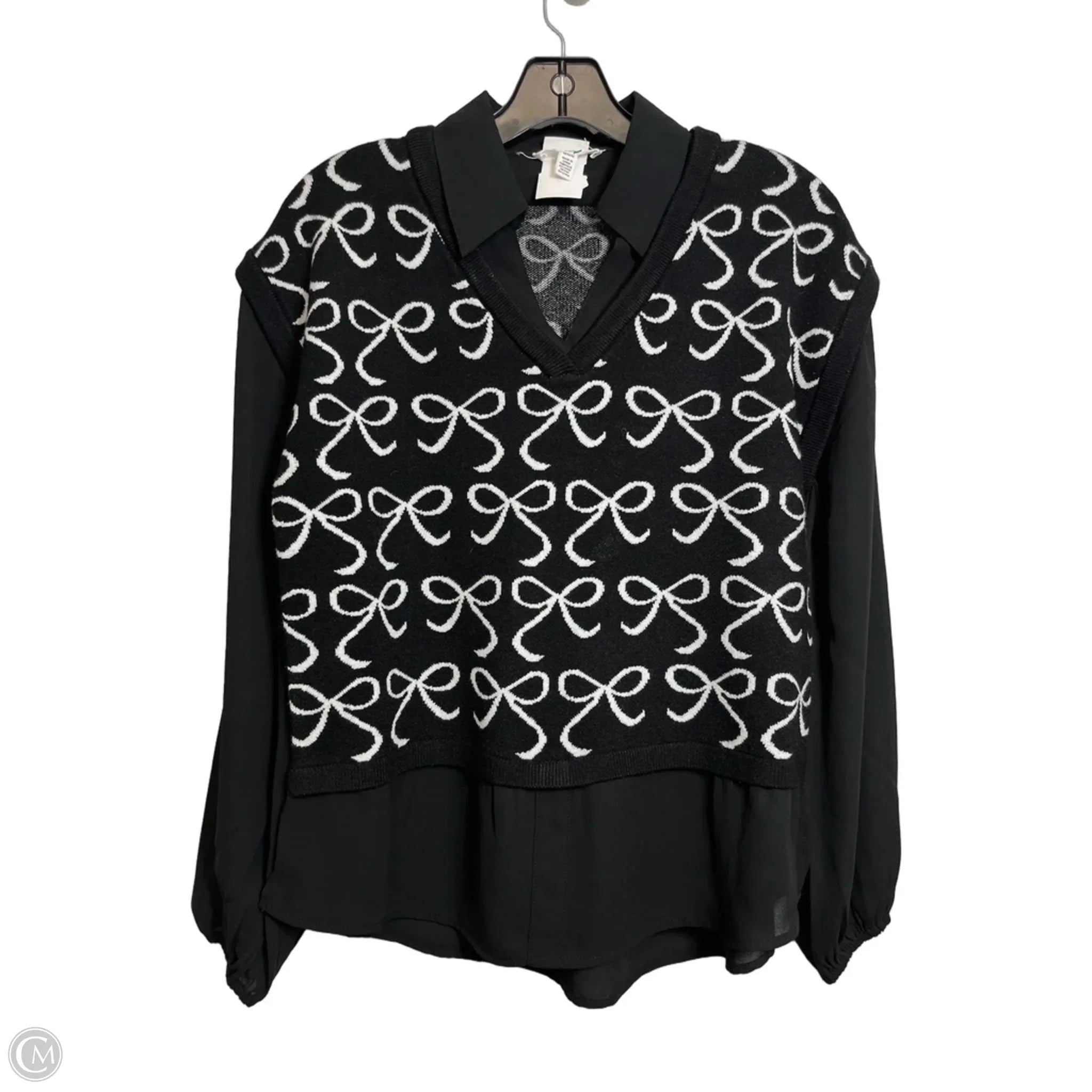 Top Long Sleeve By Clothes Mentor In Black & Cream, Size: M