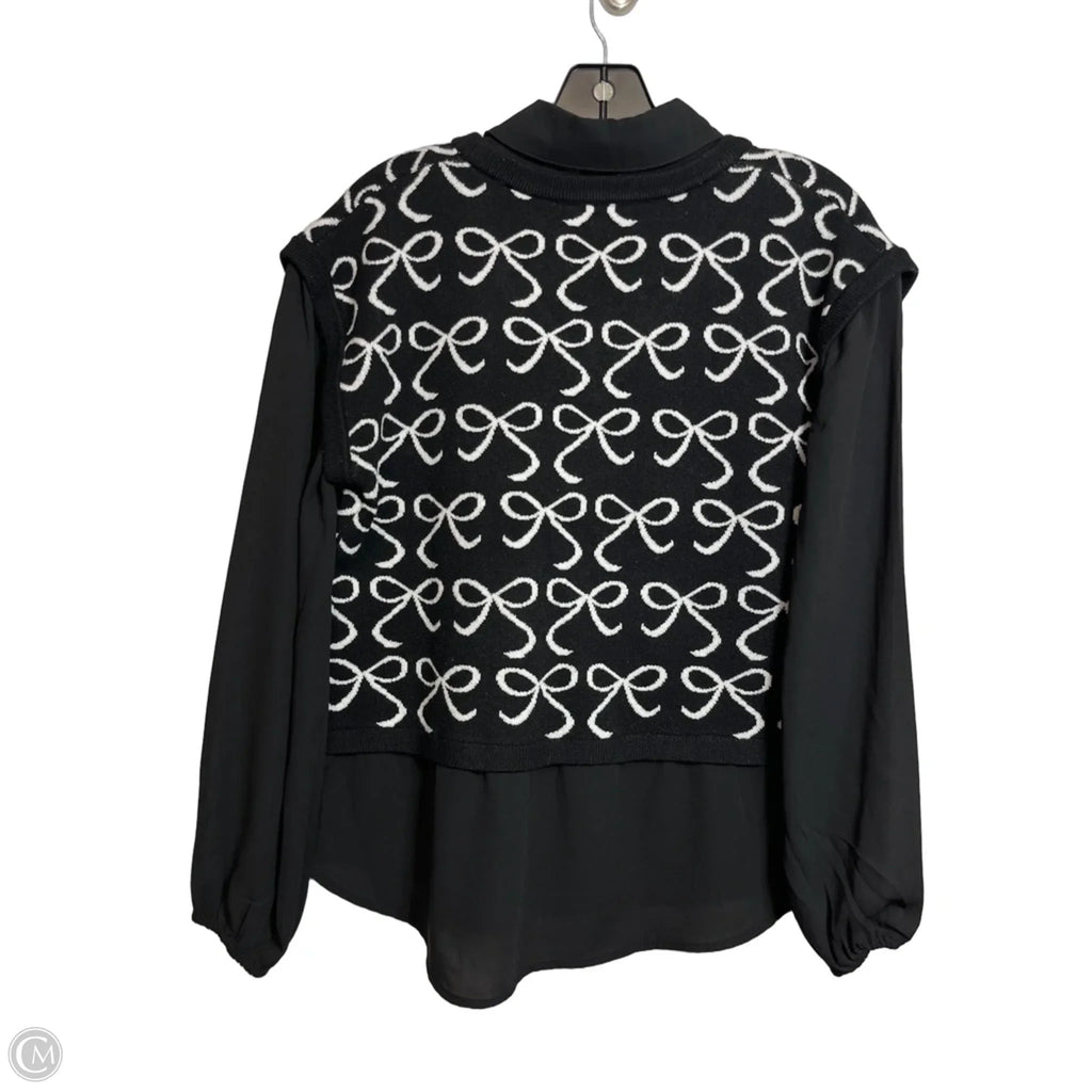 Top Long Sleeve By Clothes Mentor In Black & Cream, Size: M