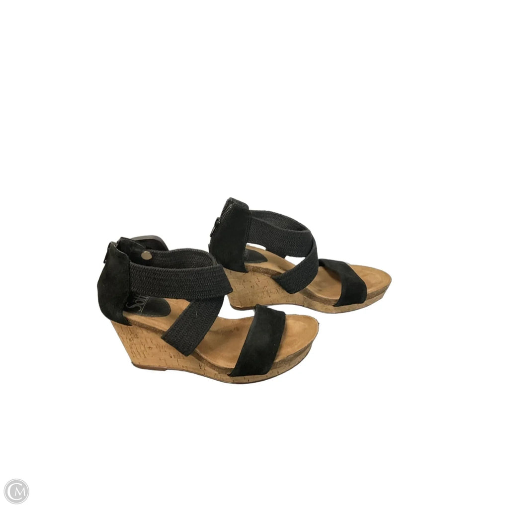 Sandals Heels Wedge By Sofft In Black, Size: 7