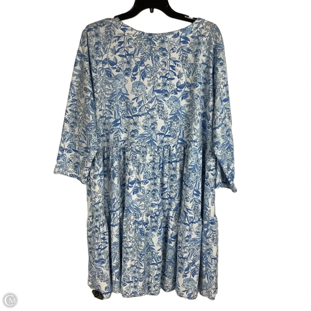 Dress Casual By Crown And Ivy In Blue & White, Size: 2x