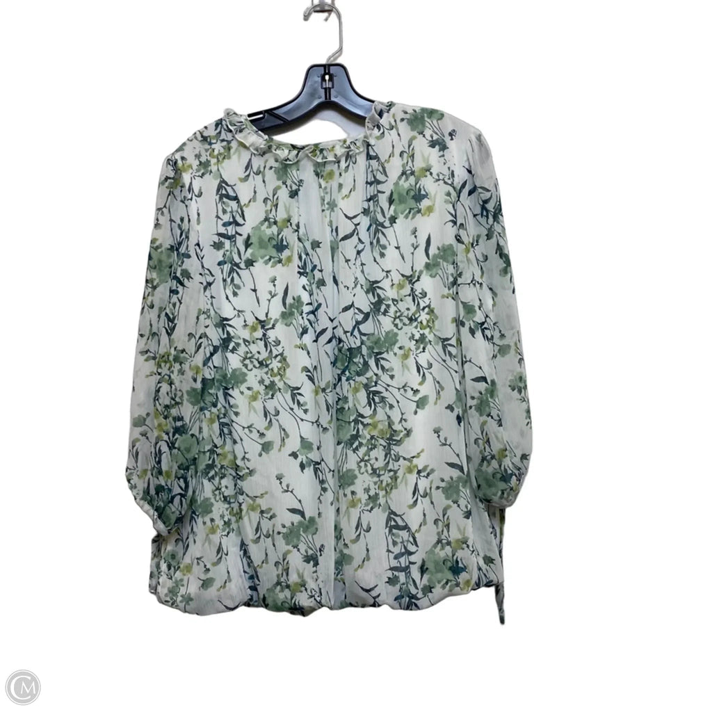 Top 3/4 Sleeve By Haver London In Green & White, Size: 1x
