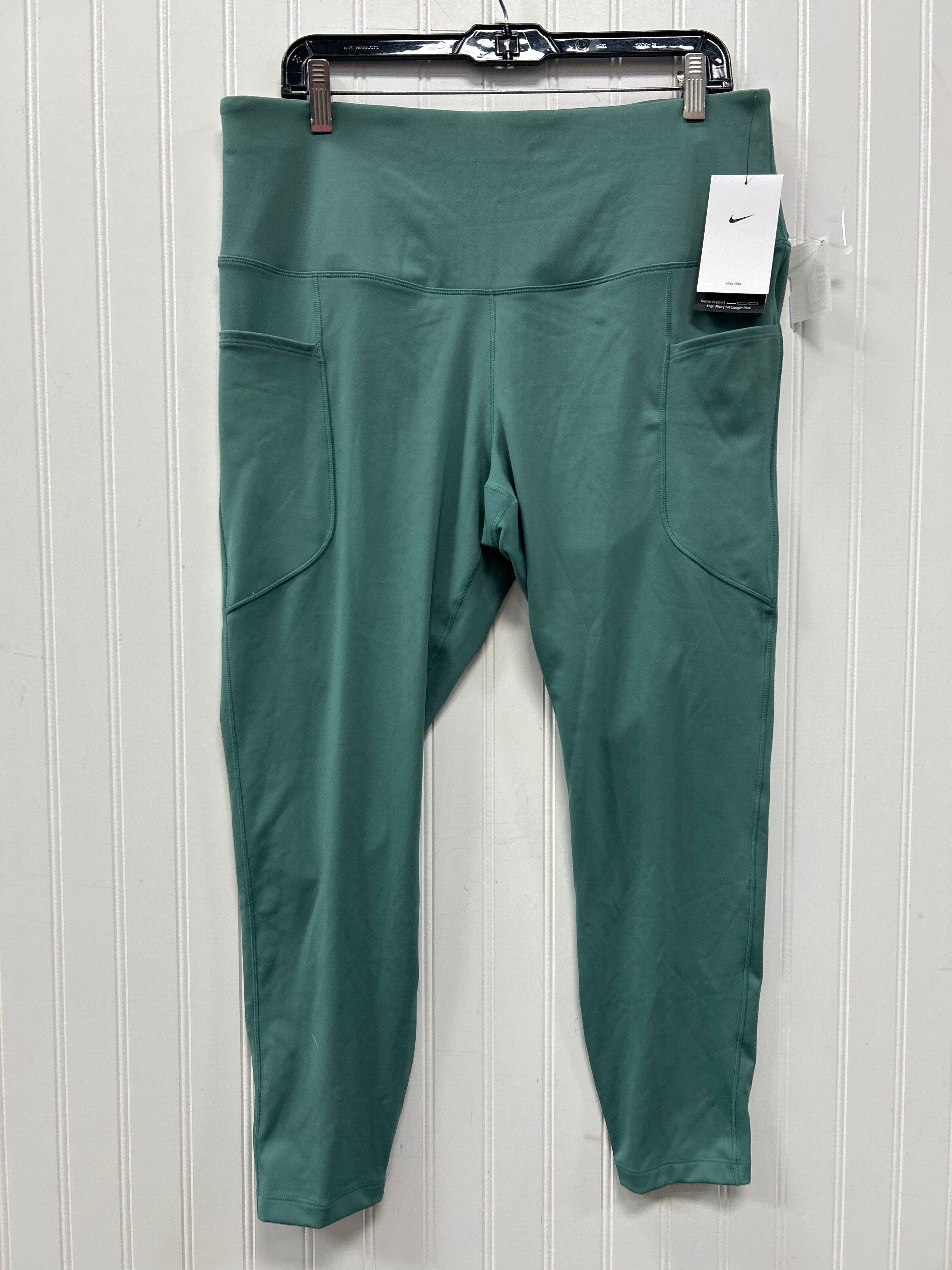 Athletic Leggings By Nike Apparel In Green, Size:1X NWT