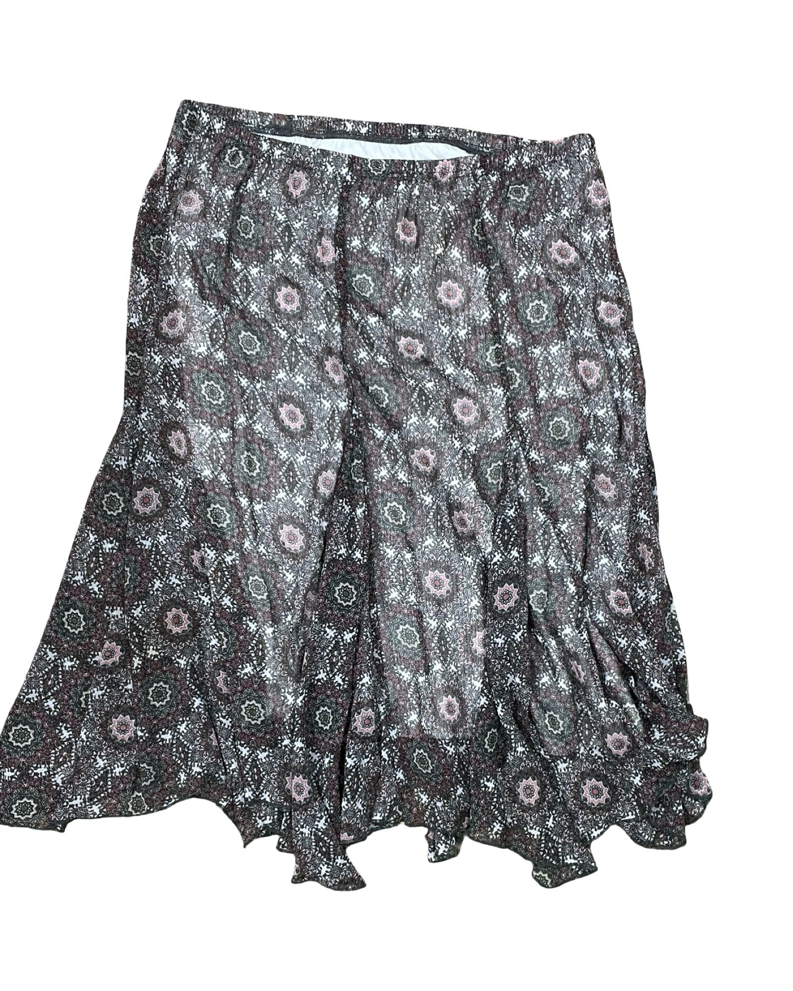 Skirt Midi By Christopher And Banks In Black & Pink, Size:L
