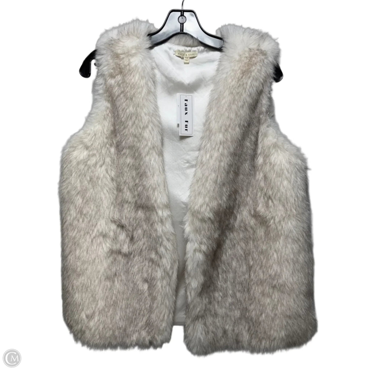 Vest Faux Fur & Sherpa By Kate & Sam In Grey & White, Size: S