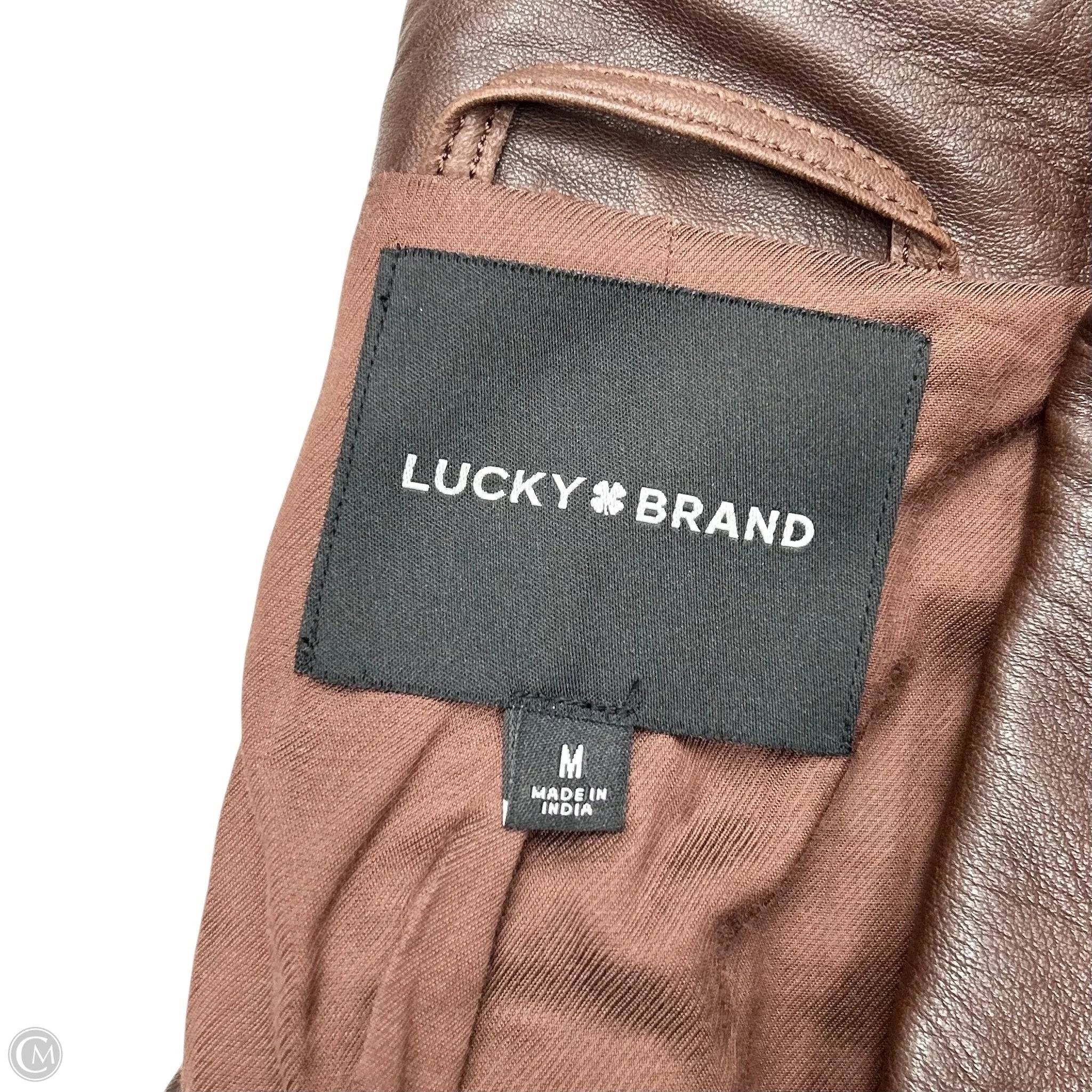 Jacket Moto Leather By Lucky Brand In Brown, Size: M